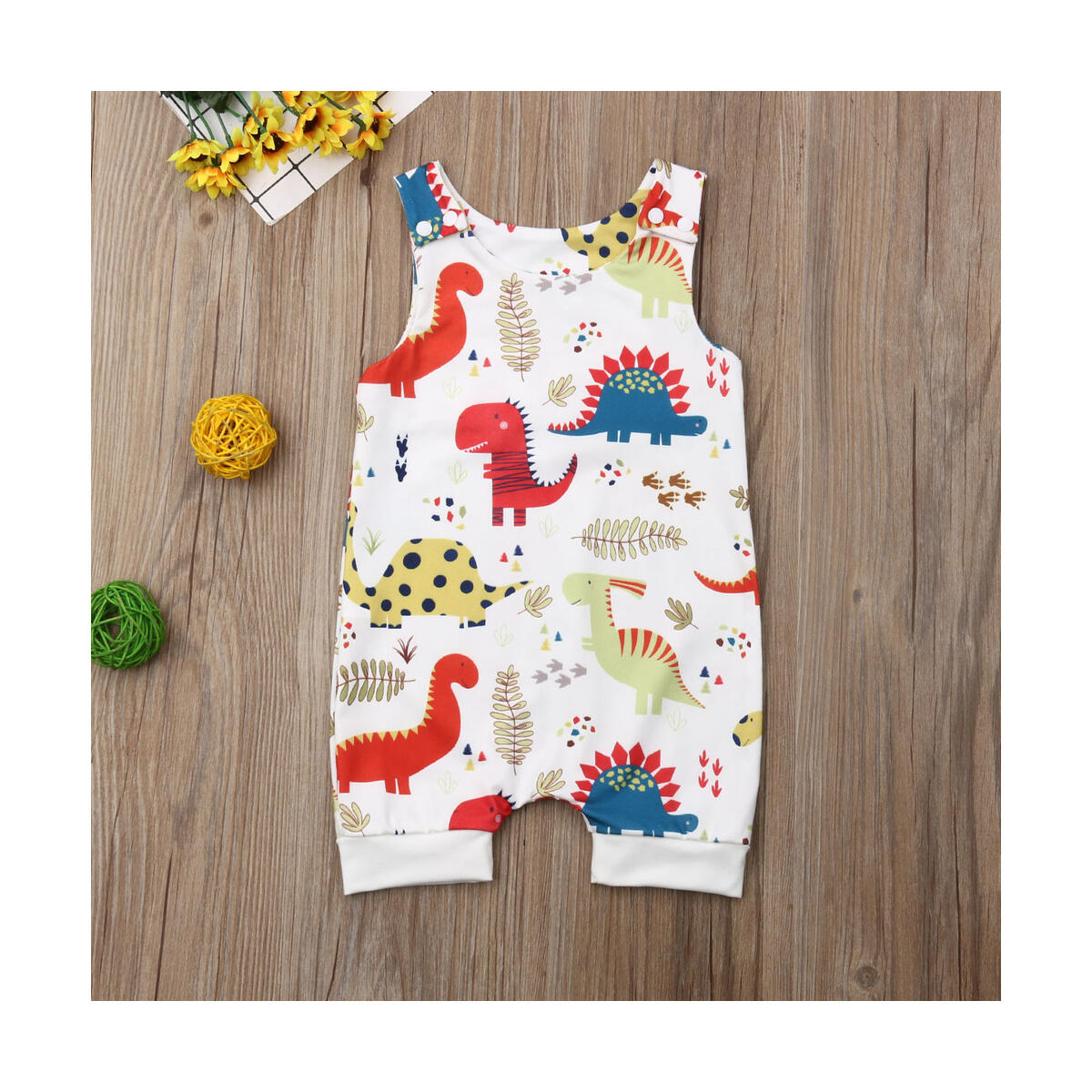 Newborn Infant Baby Boy Girl Clothes Dinosaur Sleeveless Romper One-Piece Bodysuit Jumpsuit Outfits Clothing