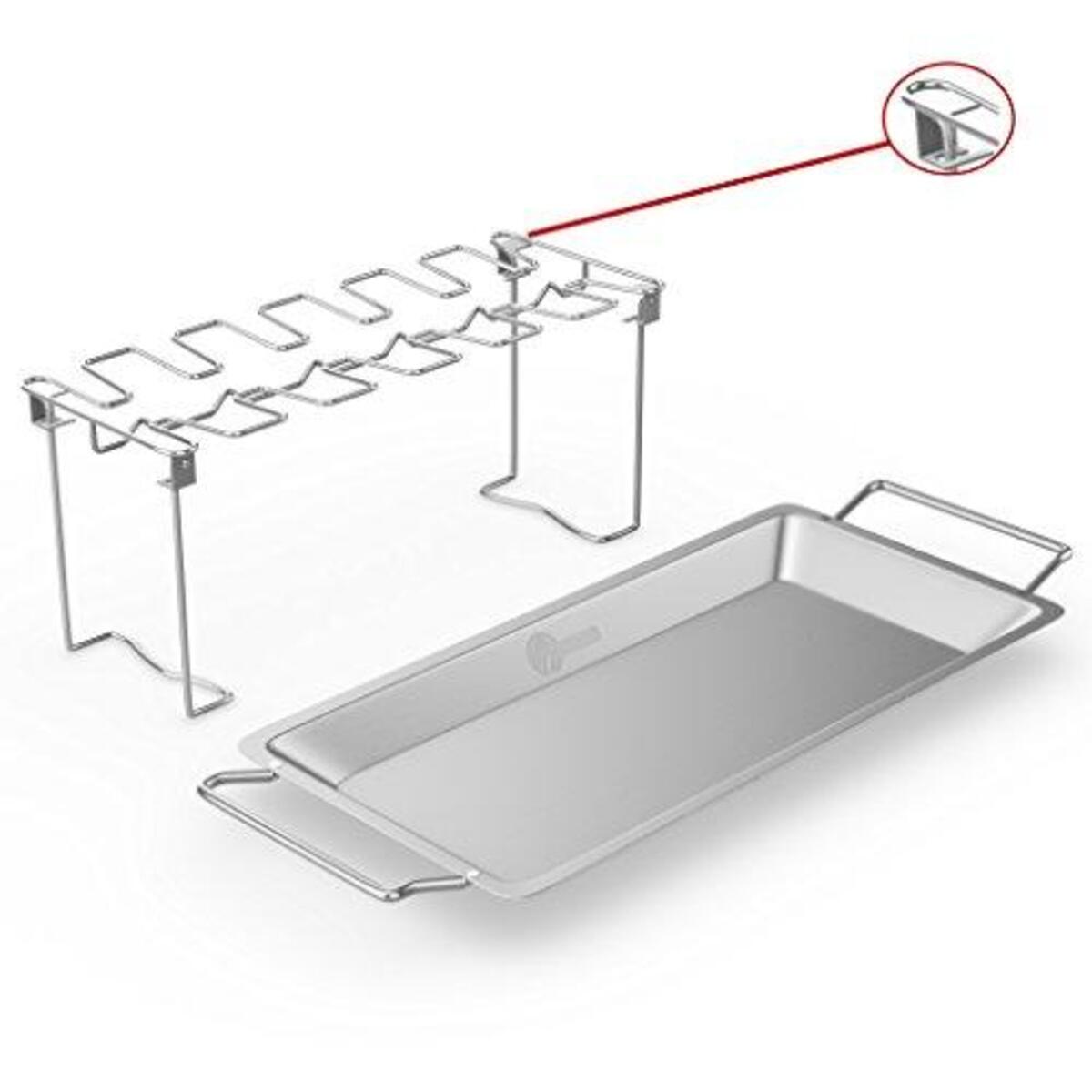 Cave Tools Chicken Wing & Leg Rack for Grill Smoker or Oven - Stainless Steel Vertical Roaster Stand & Drip Pan for Cooking Vegetables in BBQ Juices - Dishwasher Safe Barbecue Accessories
