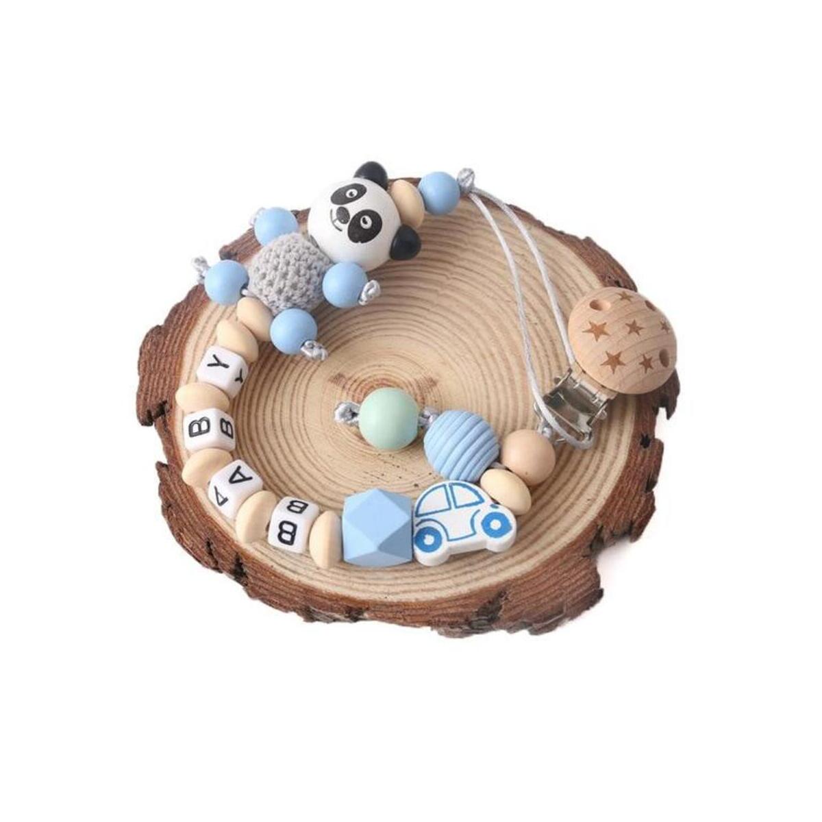 Personalized Panda Pacifier Holder w/Removable Baby Pacifier Chain