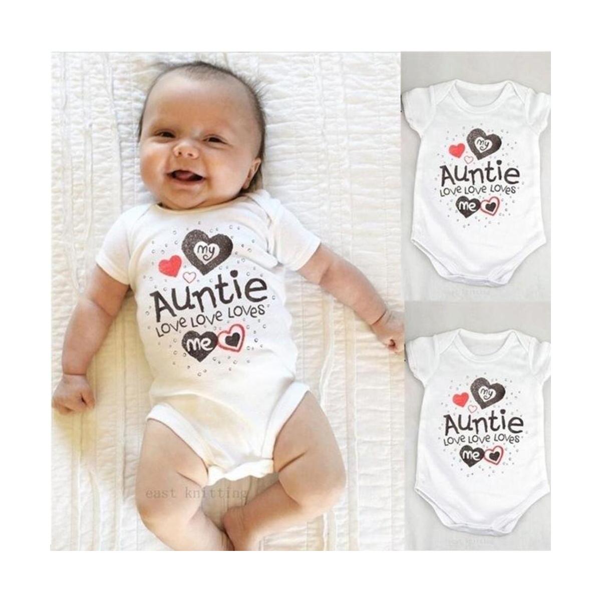 My Auntie Love Me Baby Boy Girls Romper Jumpsuit Bodysuit