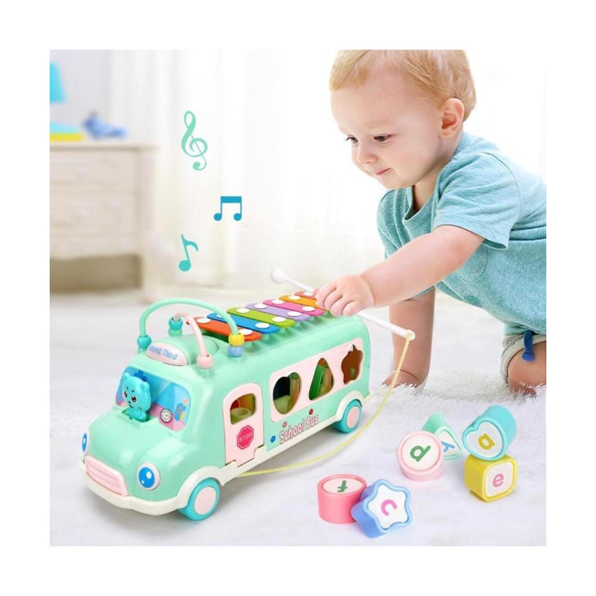 Baby Toys Music Bus Musical Drum Piano Knocking Instruments Baby Early Educational Toys