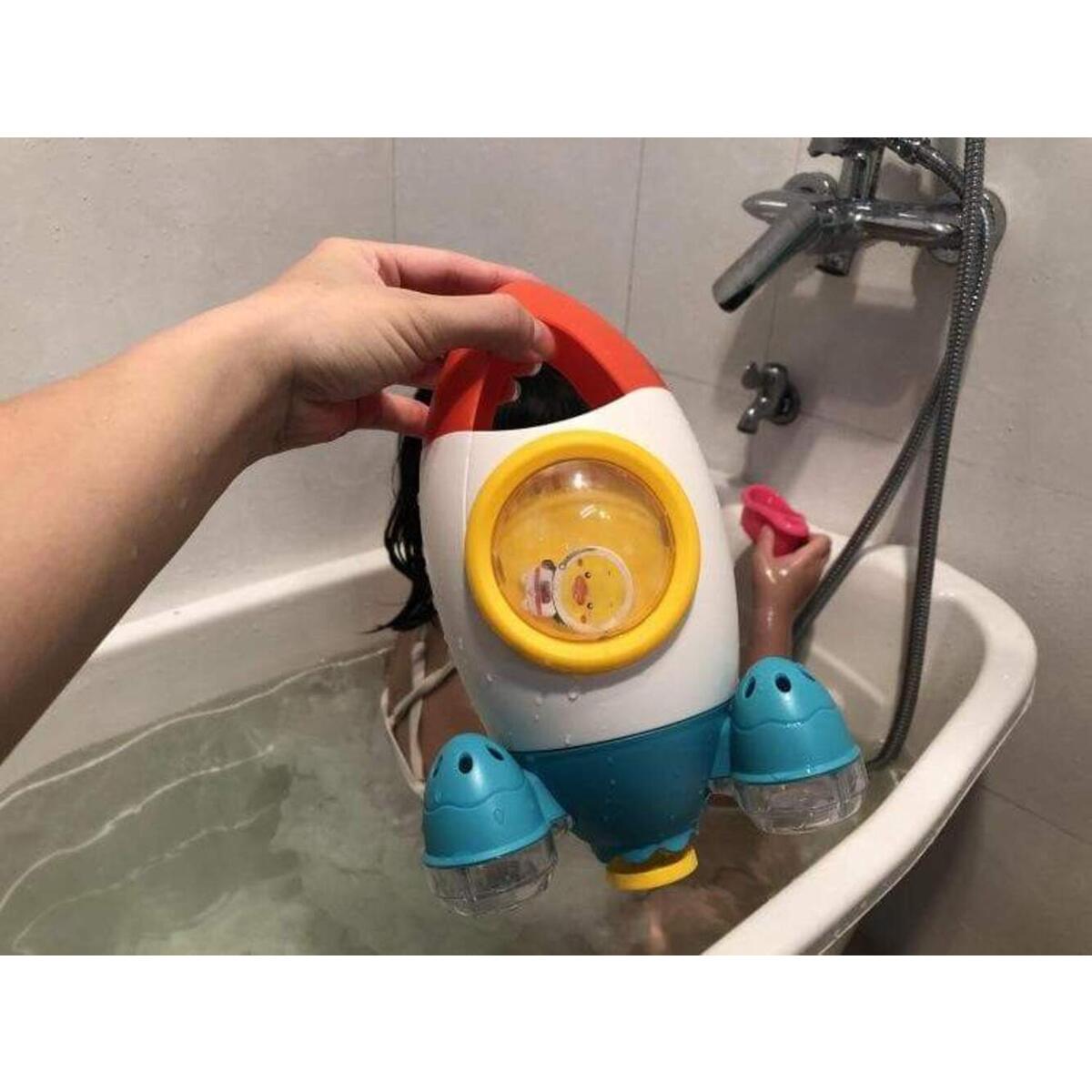Baby Kids Rotating  Rocket Shape Bath Toy Water Spray Bathtub Shower Water Interactive Toys