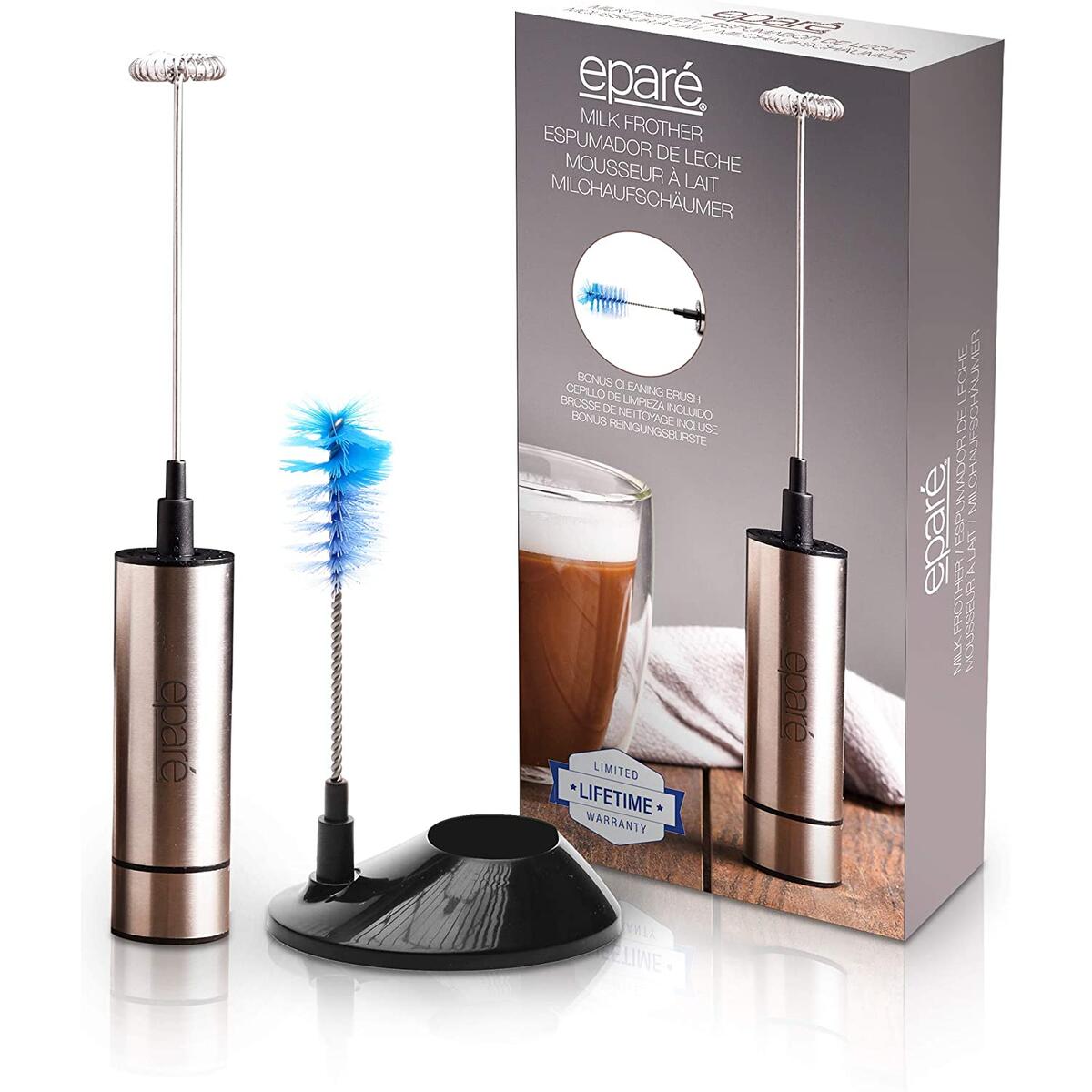 Milk Frother - Handheld Electric Wand Mixer - Mini Battery Operated Hand Immersion Frothers - Small Whisk Foam Maker - Matcha Blender Foamer by Eparé