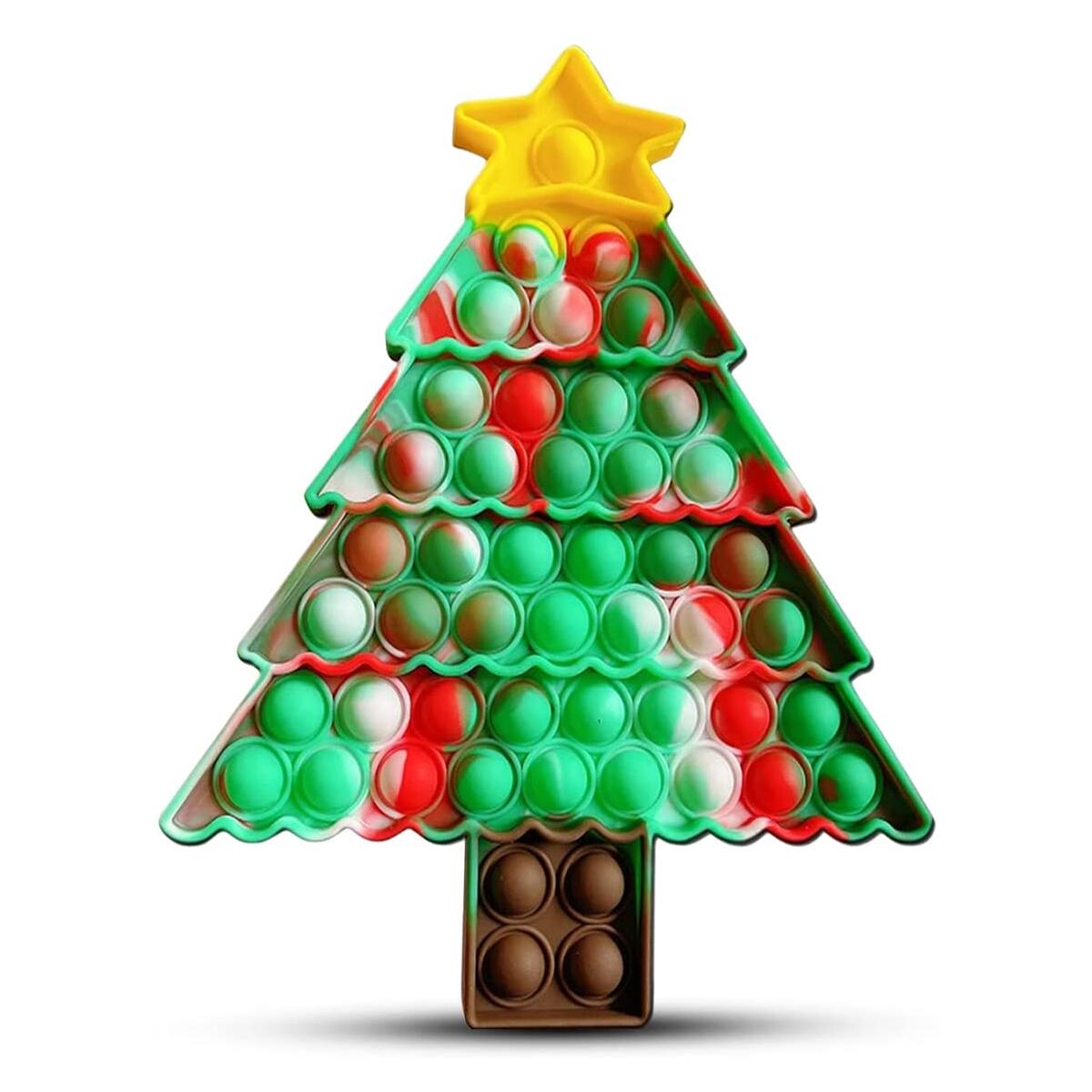 GUARDMAN Christmas Poppit Fidget Toy Tree Pop It Stocking Stuffer Xmas Present Kids Adults Children Popper Fun Push Game Stress Relief Santa Elves Ornament Heirloom Silicone Hand Held Sensory