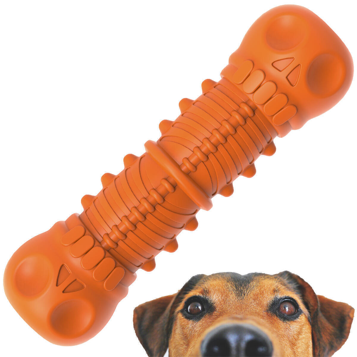 YukiHobby Dog Toys with Squeaky for Aggressive Chewers Large Breed Indestructible Rubber Interactive Molar Milk Flavor (Orange)