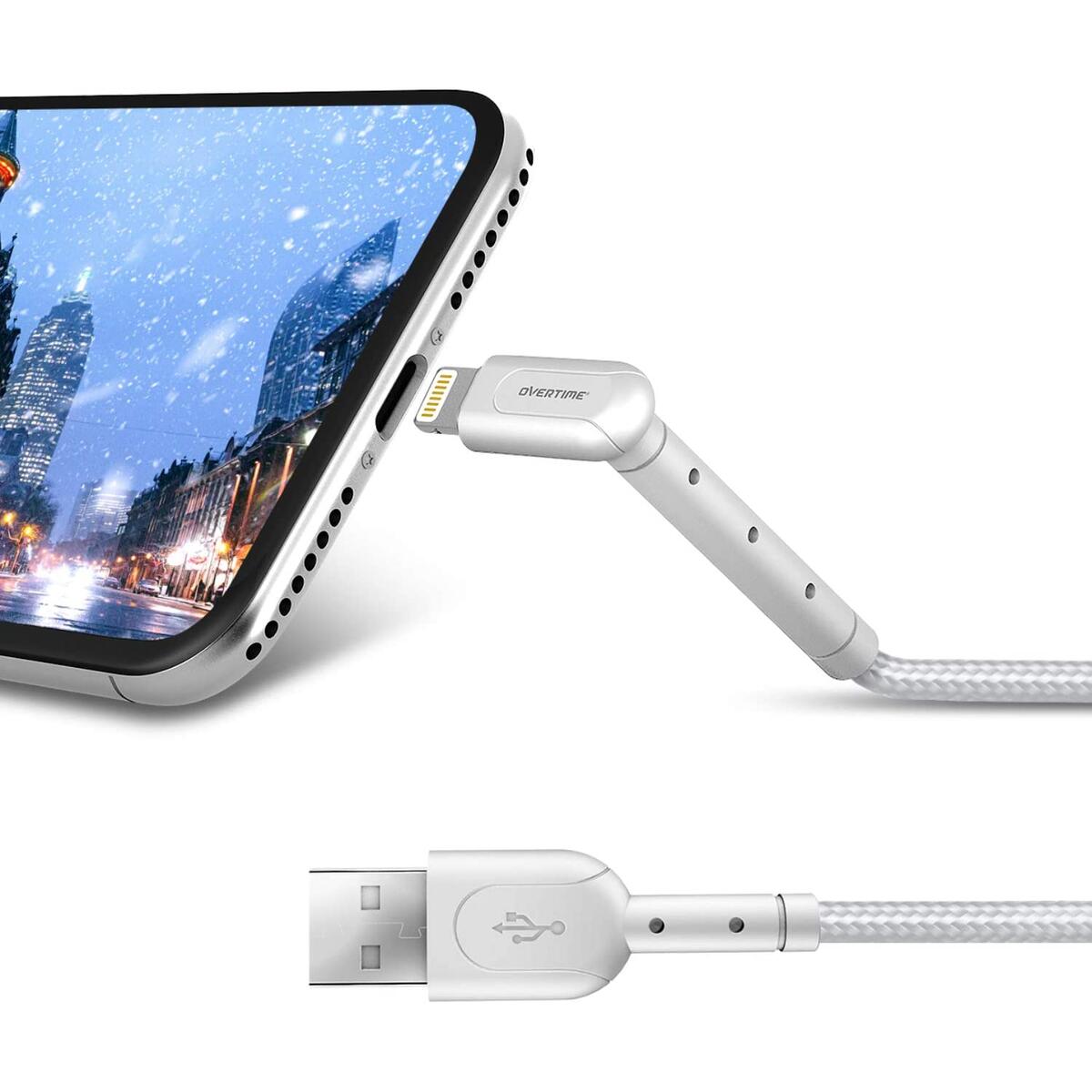 iPhone Charger w/ Built-In Stand, 6ft Apple MFi Certified Lightning Cable, Braided Nylon, 1 Pack, 6 feet - Gray