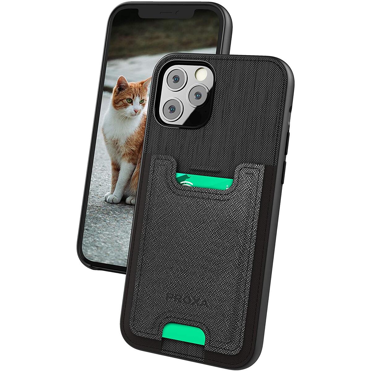 PROXA Slim Card Case Designed for iPhone 12/iPhone 12 Pro-Wallet Case with Card Holder Slot-[Protective/Scratchproof]-Compatible with Apple iPhone 12/12 Pro 6.1 inch-Classic Black