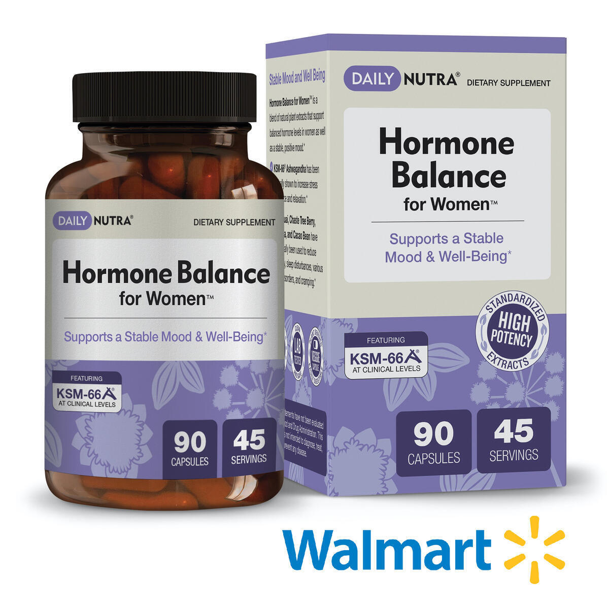 Hormone Balance for Women by DailyNutra - Menopause Support and PMS Relief | Natural Mood Supplement | Featuring Clinically Studied KSM-66 Ashwagandha (90 Capsules)