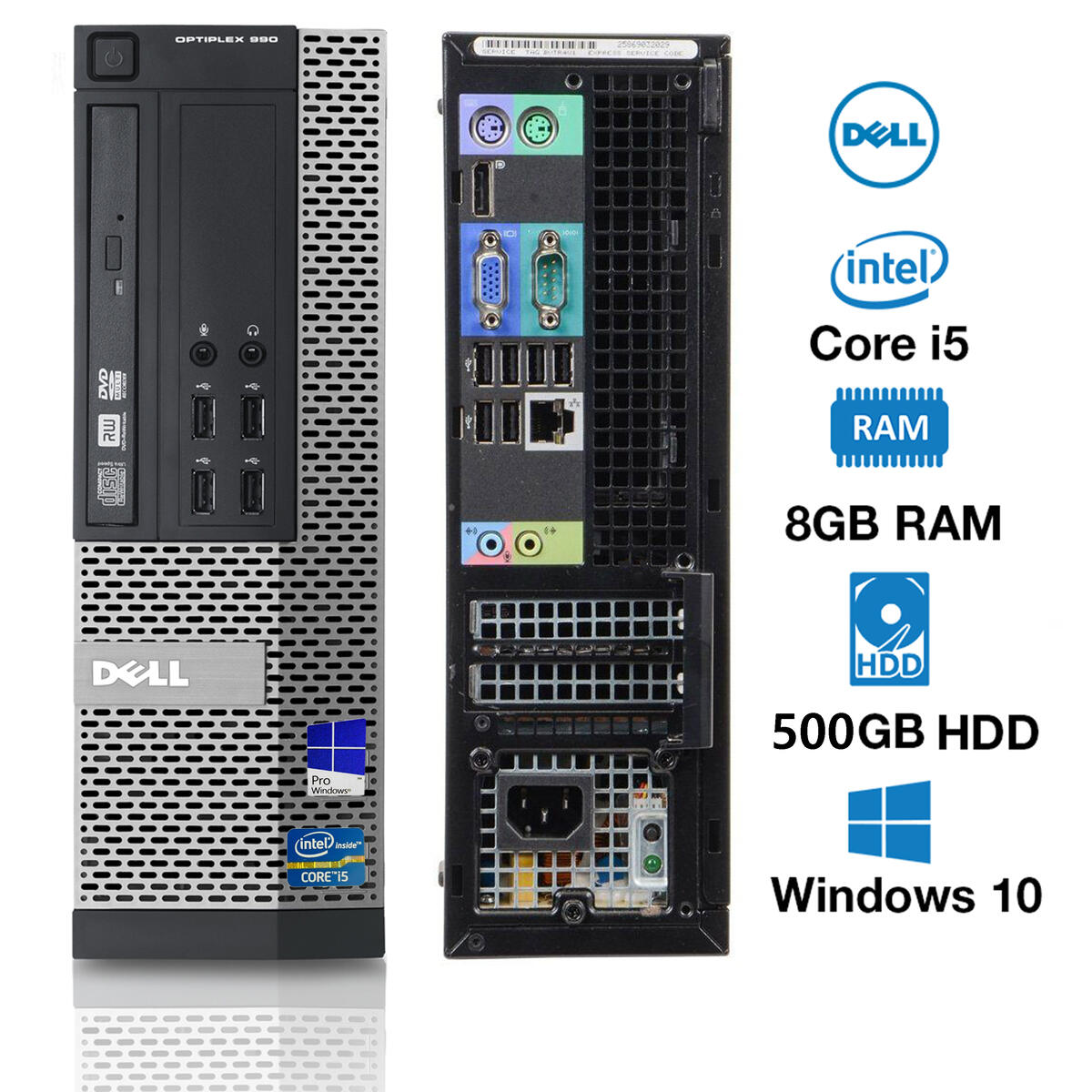 DELL OPTIPLEX 990 SFF I5-2500 3.30GHz, 8GB RAM, 500GB HDD, WiFi 650MB/s, DVD+/-RW, Windows 10 PRO.HDD, DVD+RW, WiFi, Windows 10 Professional 64-Bit.