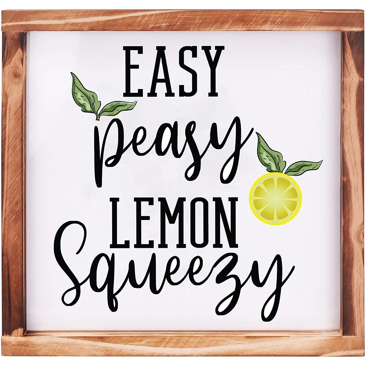 Dinavio Crafthouse Easy Peasy Lemon Squeezy Farmhouse Kitchen Wall Decor Art Sign - Modern Home Vintage Farmhouse Kitchen Decor Wall Art Funny Quotes - Rustic Pictures Cute Kitchen Signs - 12x12 Inch