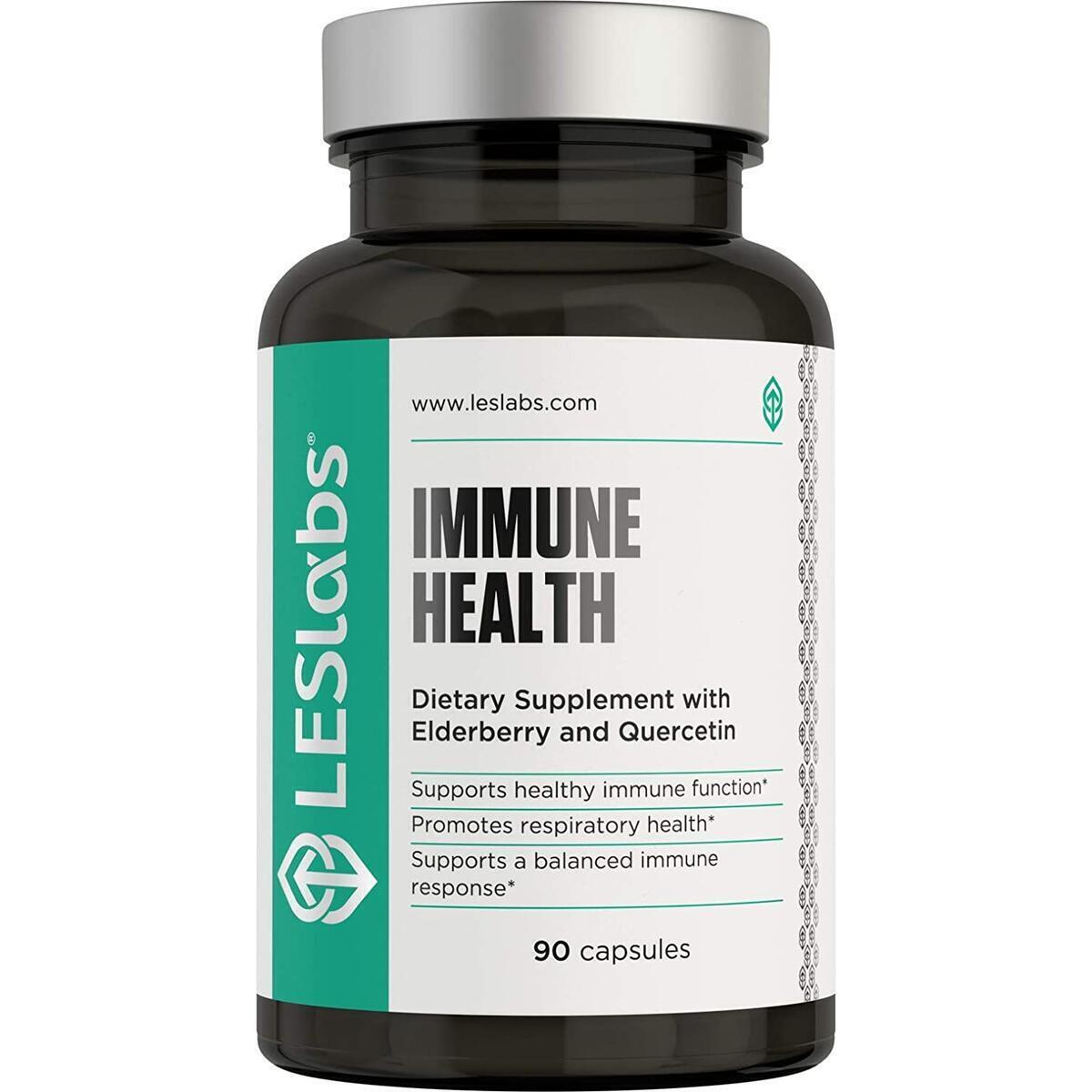 LES Labs Immune Health, Immune Support Supplement for Respiratory Health & Overall Wellness with Elderberry, Quercetin, Olive Leaf & Turmeric, 90 Capsules