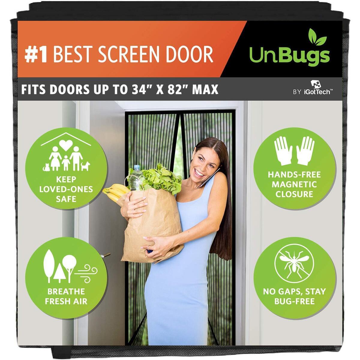 UnBugs by iGotTech Magnetic Screen Door, Full Frame Seal. Covers Doors up to 34 x 82 Inches MAX. (Item Size: 36 x 83)