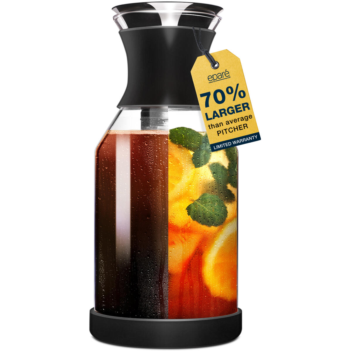 Cold Brew Coffee Maker & Iced Tea Fuit Infuser - 1.7 L Infused Ice Coldbrew Kit with Filter - Perfect Pitcher by Eparé