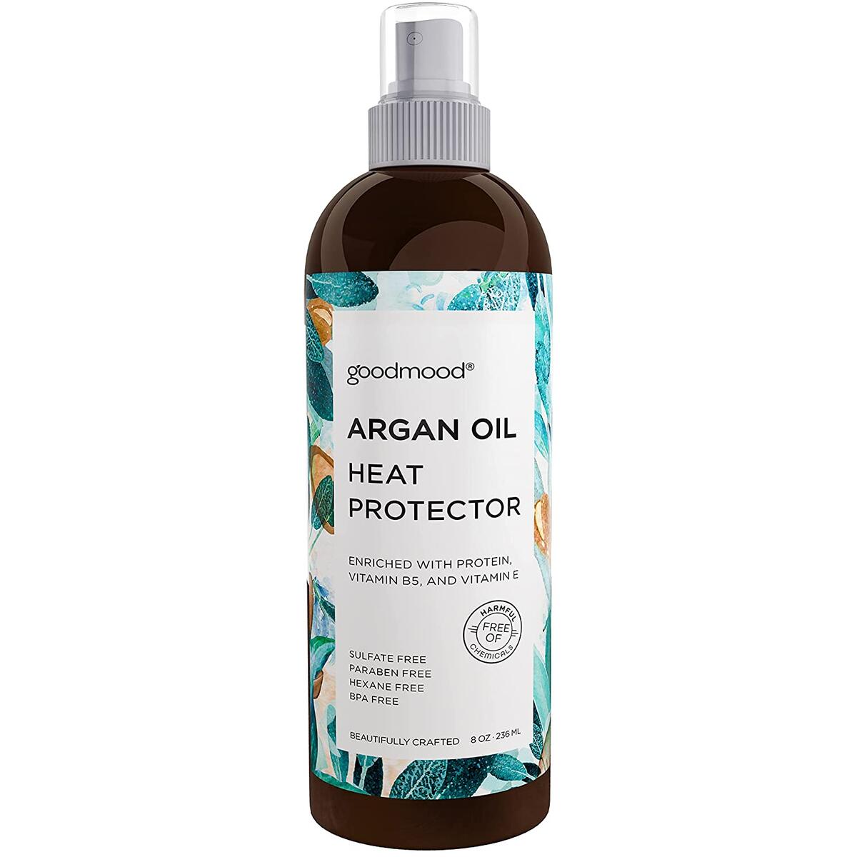 GoodMood Argan Oil Heat Protectant Spray For Hair, Up To 450º F from Flat Irons & Hot Blow Dry, Frizz Control, Heat Protector, Blow Dry Protection, Thermal Shield, Iron Protectant, 8 oz