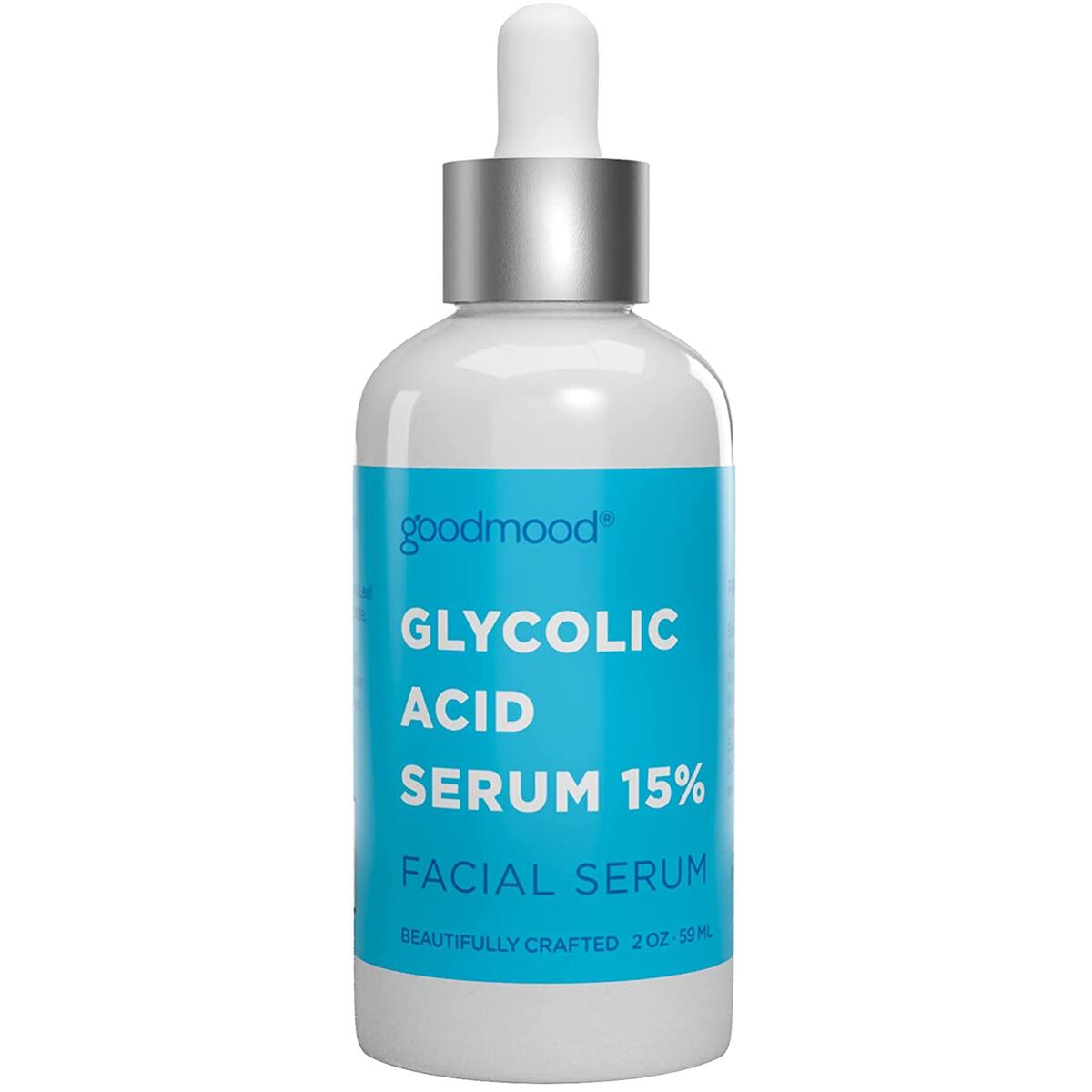 GoodMood Glycolic Acid/AHA Serum 15% - Glycolic Acid Peel, Brightening Serum, Rejuvenating Serum, Reduce Acne and Minimize Pores, Fine Lines and Wrinkles Treatment, 2oz