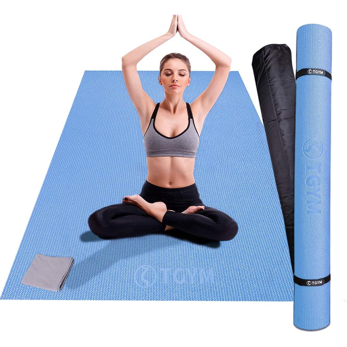 Apply to all color - Large Exercise Mat 6'x4'x8mm Thick Workout Mats for Home Gym Flooring, Extra Wide Non-Slip Durable Cardio Mat - High Density, Perfect for Yoga, Stretching, Fitness, Jump Rope, Plyo, MMA - Shoe Friendly