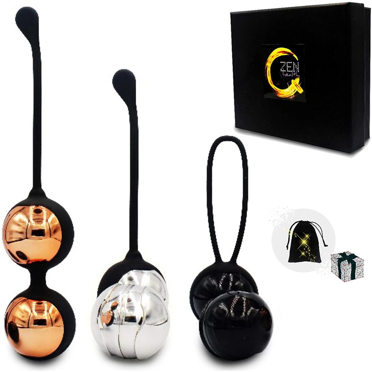 Zen Q Ben Wa Balls for Women Six Premium Kegel Balls for Tightening Doctor Recommended Kegel Exercise Products for Bladder Control Pelvic Floor Weights for Beginners and Pros Benwa Kegal Balls Keigle