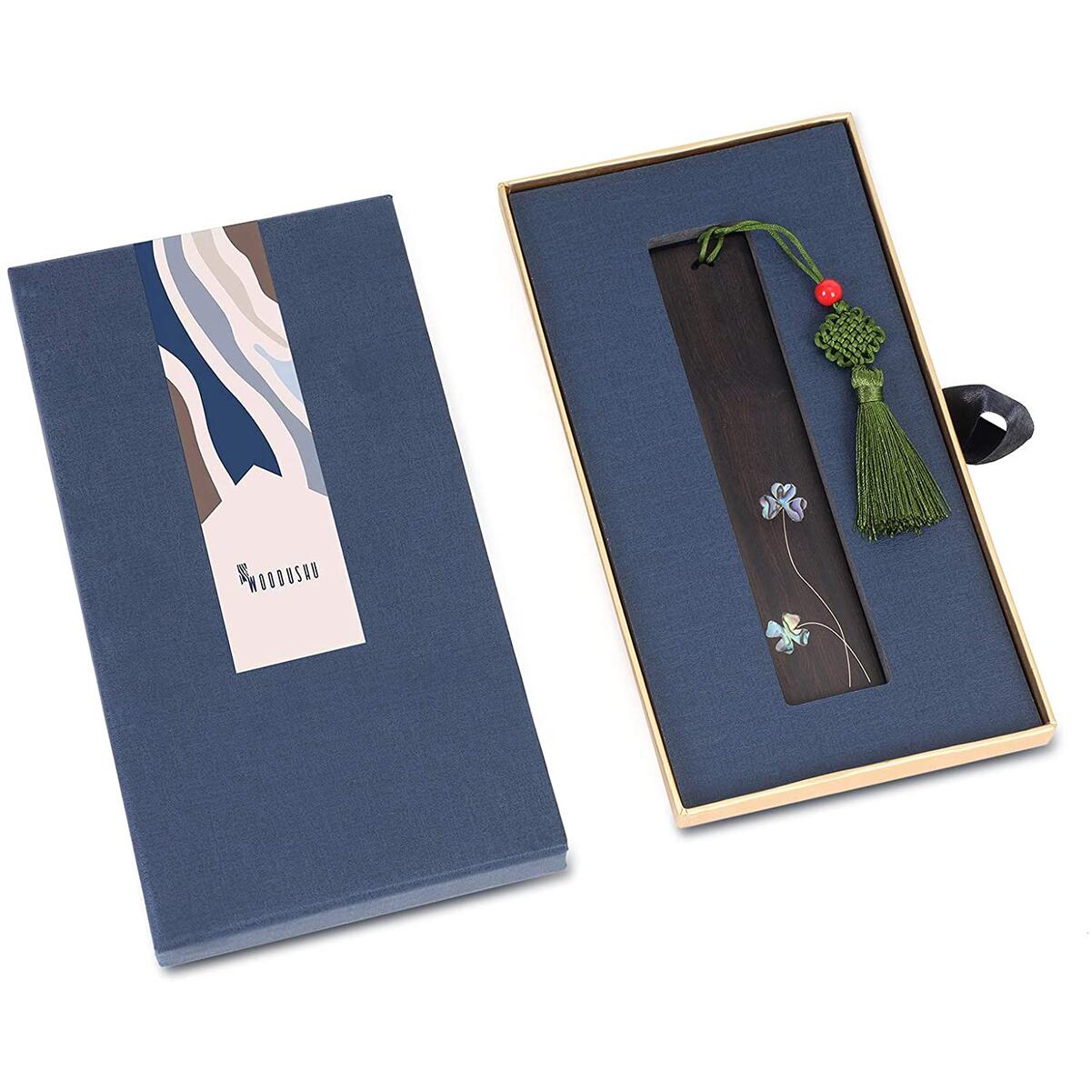 WOODUSHU Handmade Wooden Bookmark Gift Set - Brown 1