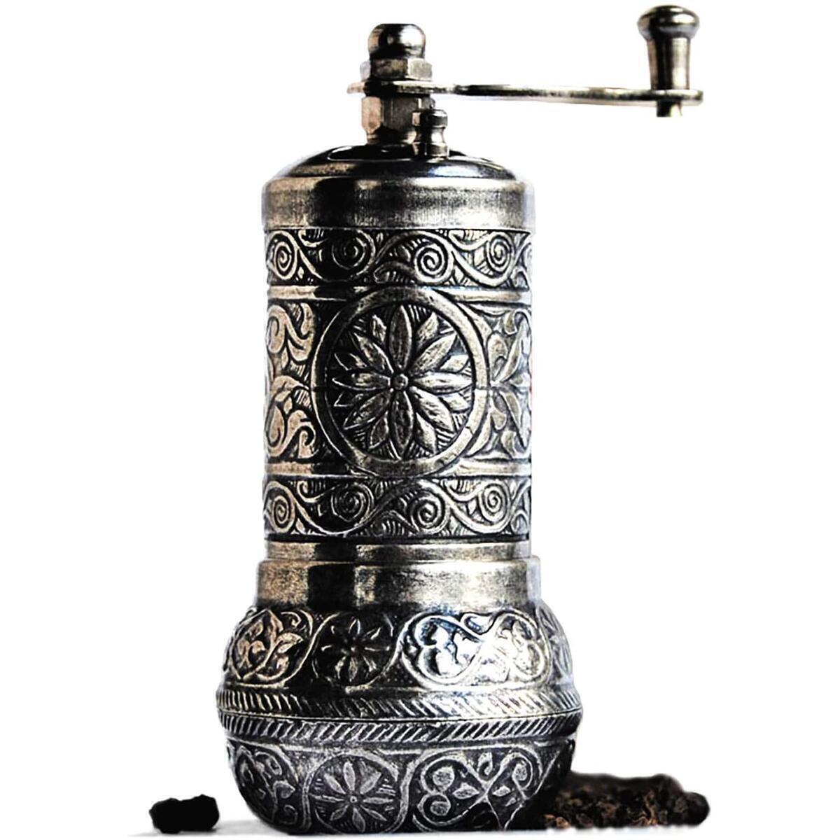 Pepper Mill 4.2" Pepper Grinder, Spice Grinder (Dark Silver)