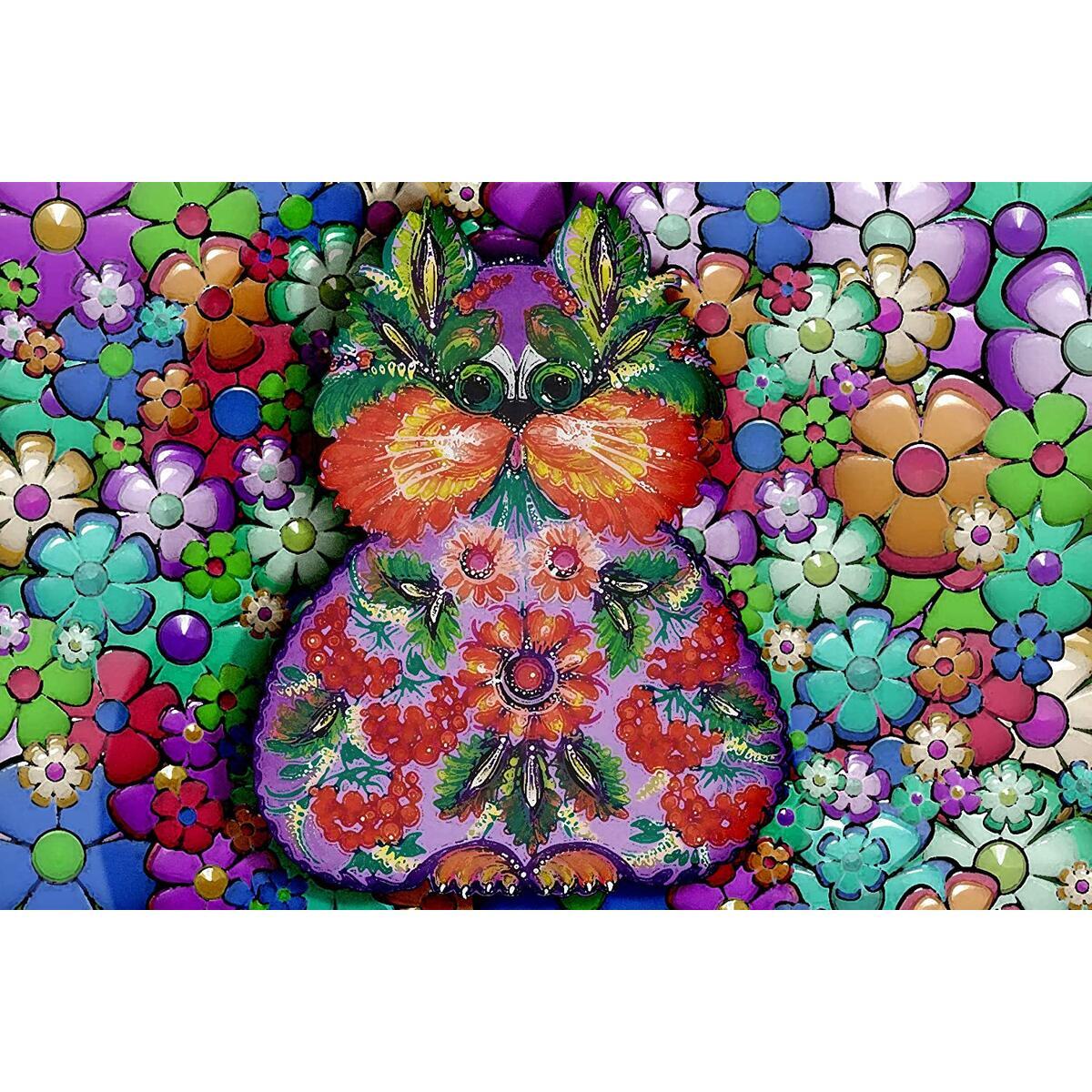 Paint with Diamonds for Adults 13.8 in x17.7 in, Diamond Painting kit for Adults and Children, Crystal Painting kit, Cross Stitch Full Drill Animal Diamond Painting, cat in Flowers