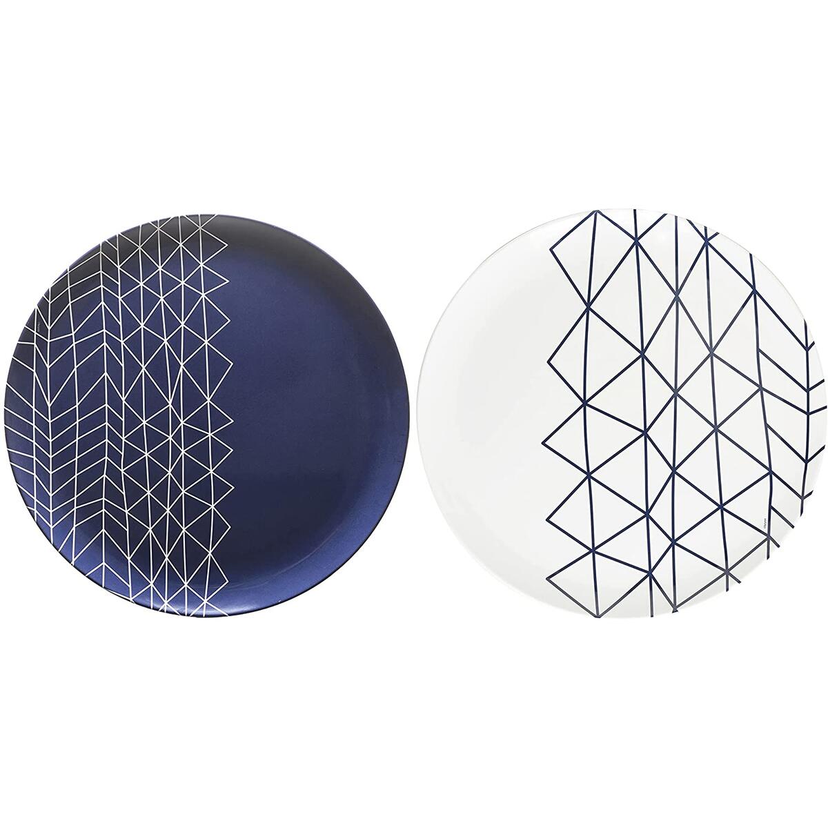 bzyoo BPA-Free Dishwasher Safe 100% Melamine Round Platter Navy Blue