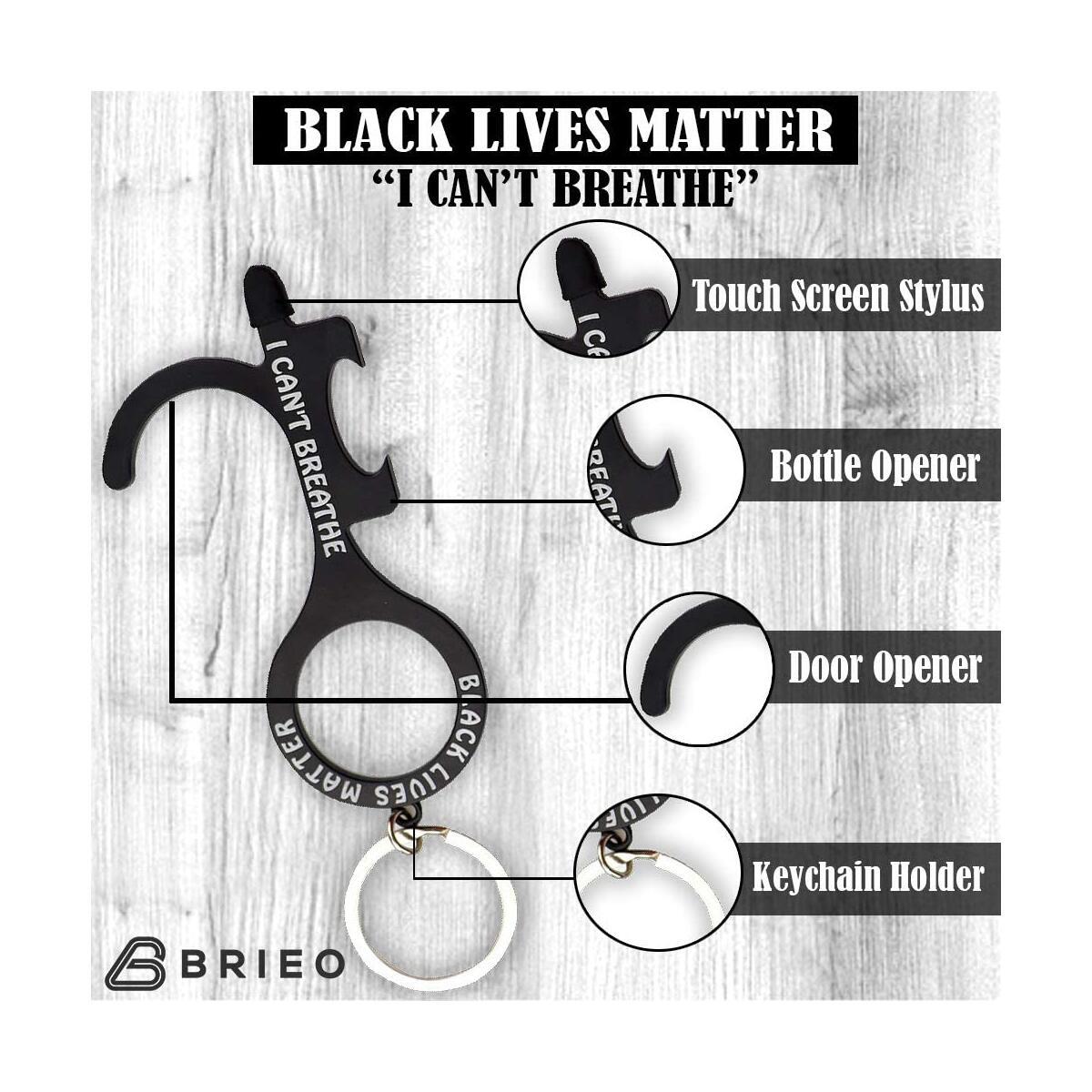 BLACK LIVES MATTER Anti Touch Contactless Door Opener, Handheld Tool Keychain for Door Handles, Elevator,Touch Screens, ATM, Bottle Opener. Key Tool to Stay Clean, Safe & Sanitized