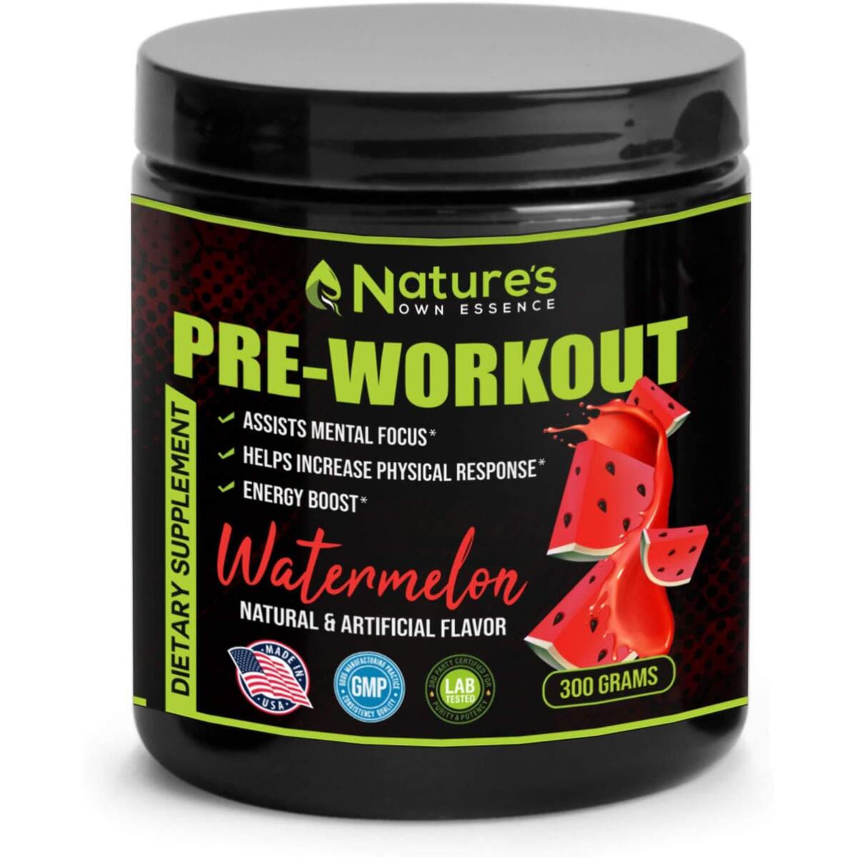 Pre Workout Supplement - Energy Booster Nitric Shock Pre-Workout Powder - Increase Endurance, Muscle Mass, Focus, and Strength - Keto Friendly Watermelon Sport Drink for Men and Women - 30 Servings
