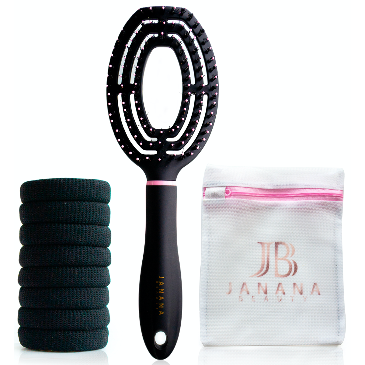 Professional Vented Hair Brush Detangling Brush Faster Blow Dry for Curly Hair Thick Straight Hair Wet Hair Detangler Brush For Woman Mens Hair Brush 8 Pack Thick Hair Ties With Wash Bag Combo
