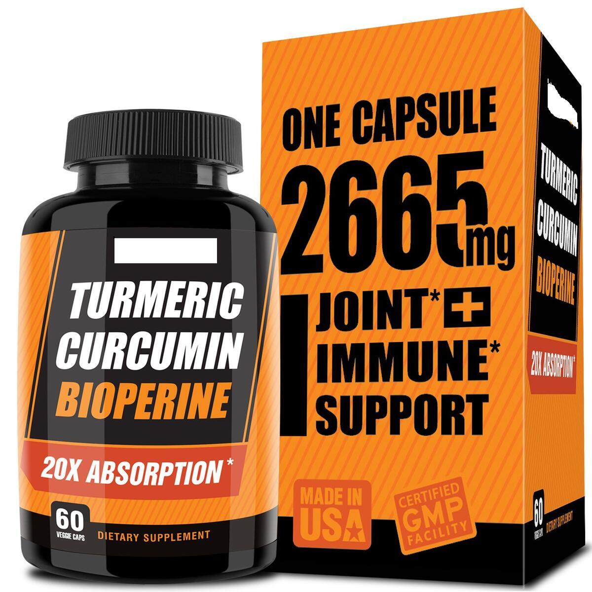 One Vegan Capsule of 2665mg - 20X Turmeric Curcumin Supplement with Bioperine Turmeric Curcumin w Black Pepper Work as Anti Inflammatory Supplement for Natural Pain Relief & Joint Pain Relief (2-Mons)