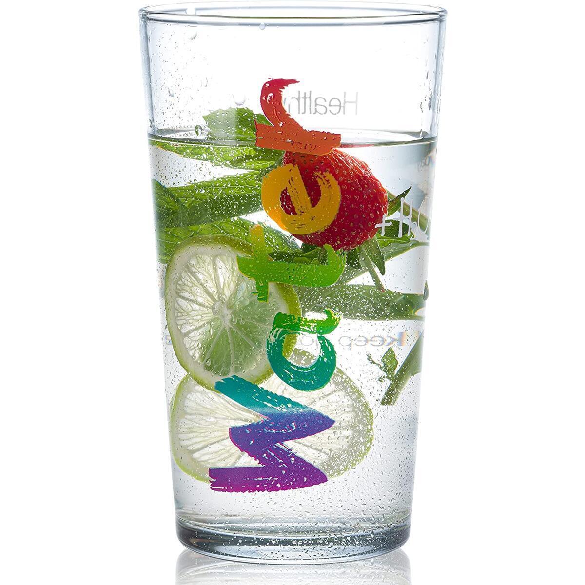Novaqua Water Glasses Special Design for Keep Hydrated Durable Large Glasses Dishwasher Safe Easy to Clean Elegant Drinking Glasses Exciting Gift For Kids Boys Girls Print No Pilling 19 oz RAINBOW