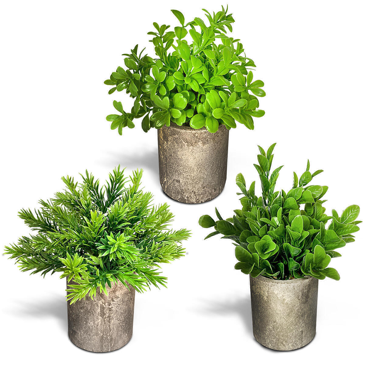Small Artificial Plants Indoor or Fake House Plants for Home Décor - Set of 3 Potted Small Fake Plants of Rosemary, Orange Jasmine and Peanut Leaves - Faux Plants Indoor Small Artificial Potted Plants
