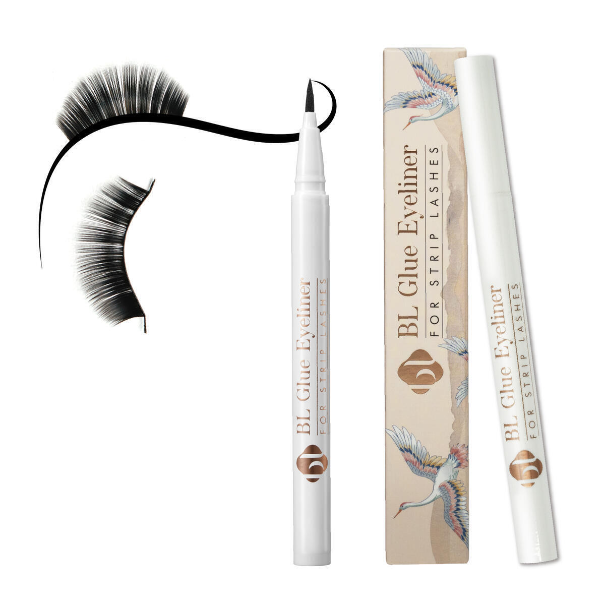2-in-1 Eyeliner for strip lashes, BL Self-adhesive glue eyeliner | Extra Strong Hold for False Eyelashes | No Magnet & No Glue Needed