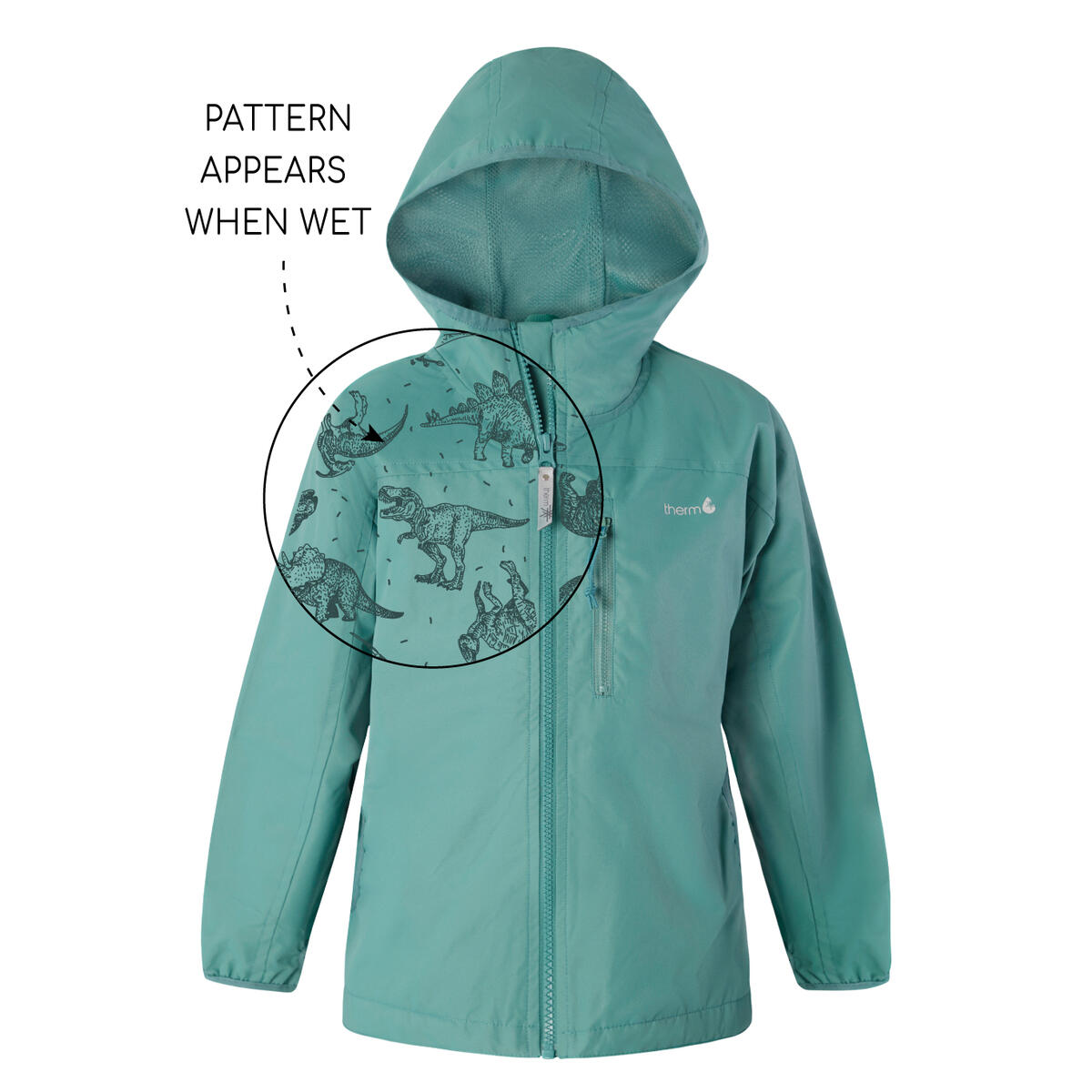 Therm Kids Rain Jacket, Girls and Boys Raincoat w Magic Print - Any colour/size