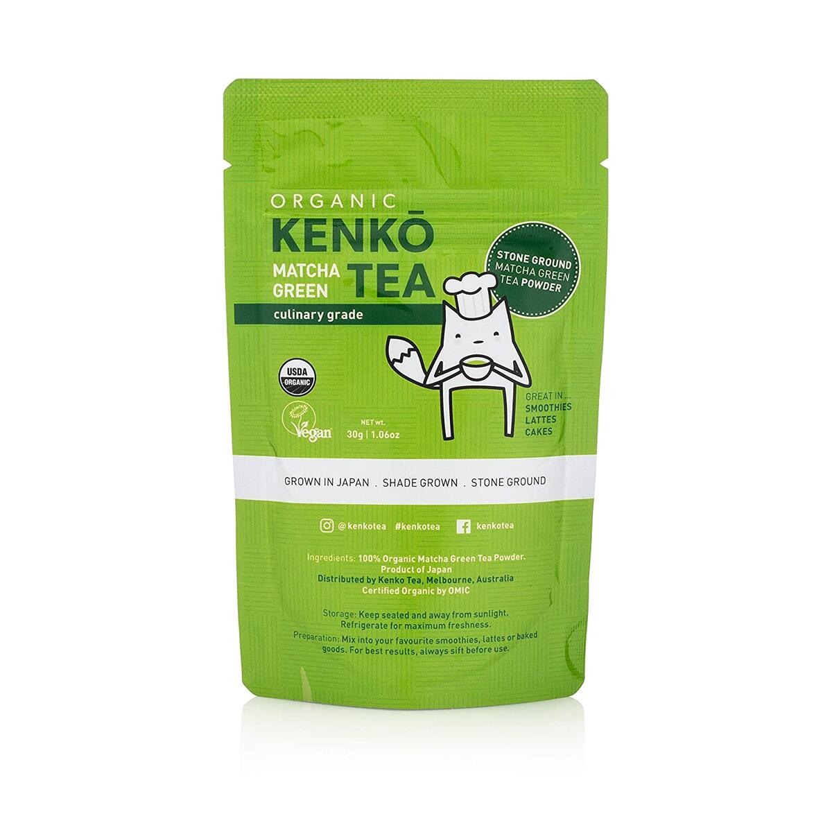 Matcha Green Tea Powder - USDA Organic Culinary Grade Matcha Powder 30g (1.06oz) for Green Tea Lattes, Smoothies and Baking. Suitable for Vegan, Paleo, Keto Diets. Gluten Free