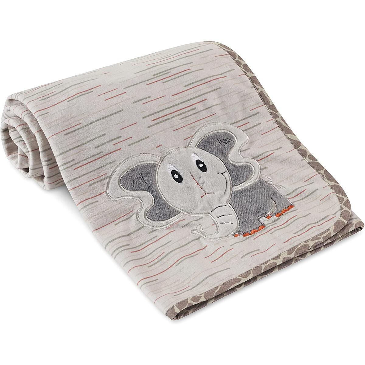 Oberlux Minky Baby Blanket for Baby Boy and Baby Girl. Super Soft Elephant Blanket 30x40 Inches.