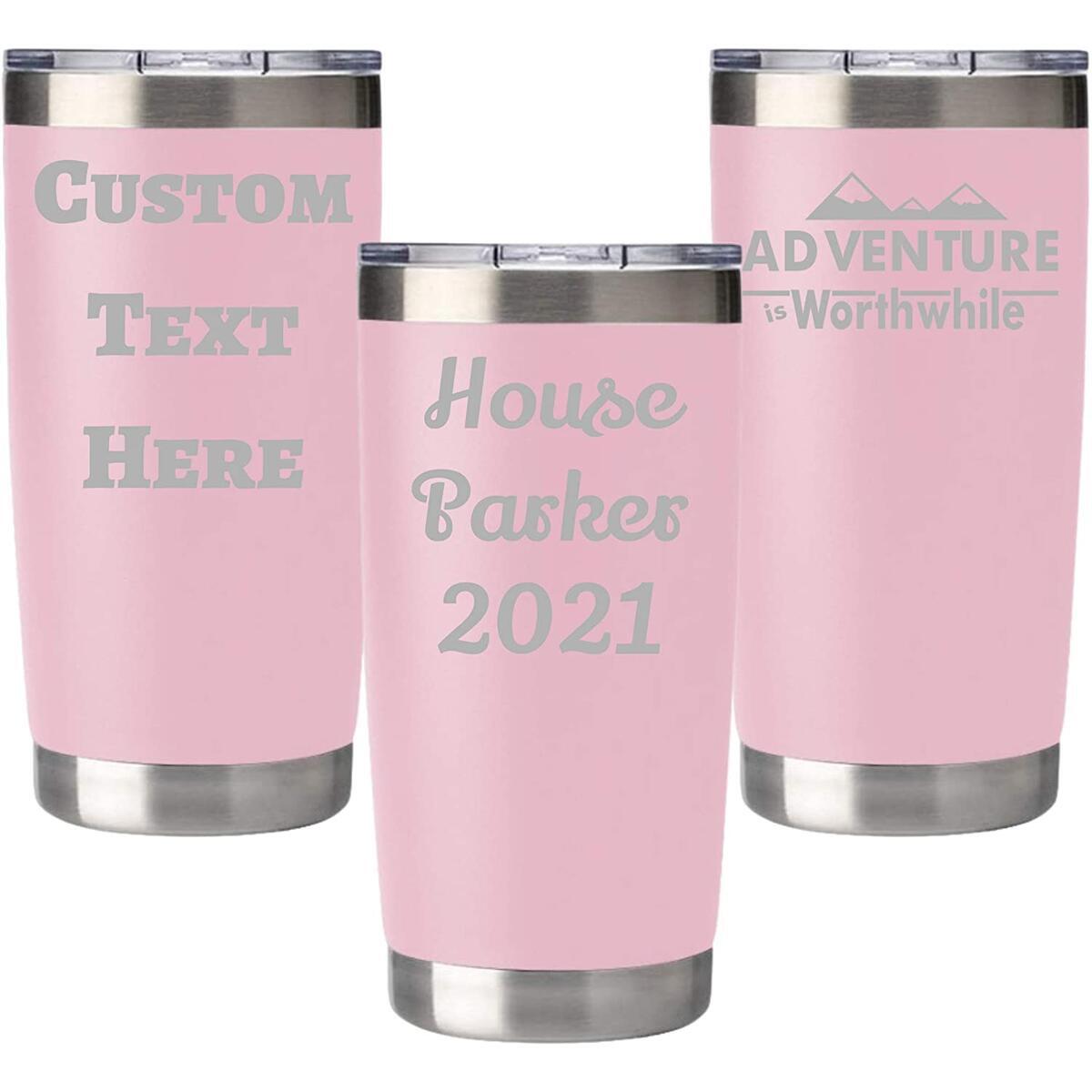 20oz Customized Tumblers with Laser Engraved Etching Upgraded Slider Lid
