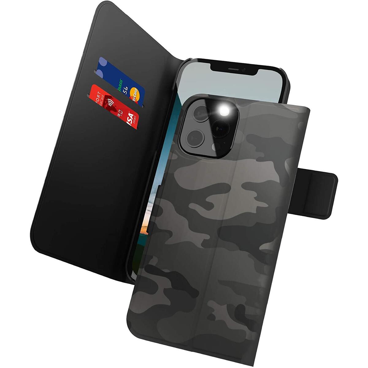 PROXA Flip Cover Wallet Case Designed for iPhone 12/iPhone 12 Pro with Cash Card Holder, Kickstand, Magnetic Closure-[Full Protection/Scratchproof]-for Apple iPhone 12/12 Pro 6.1 inch-Camouflage Grey