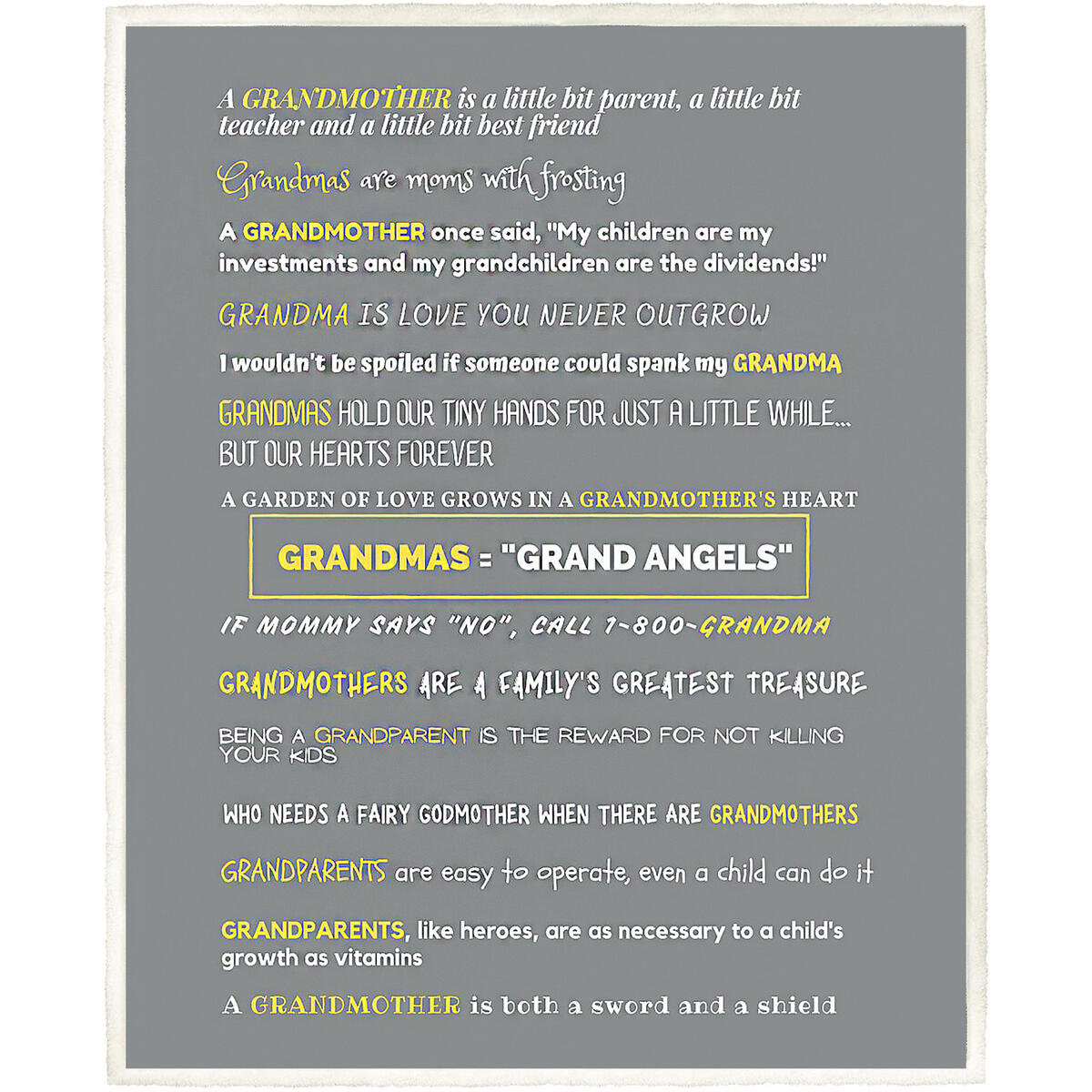 Grandma Blanket Throw Great Grandmother Nana Memaw Gift from Grandkids Filled with Loving Quotes Gray 60 x 50 Sherpa Fleece Say I Love You 4 Color Options