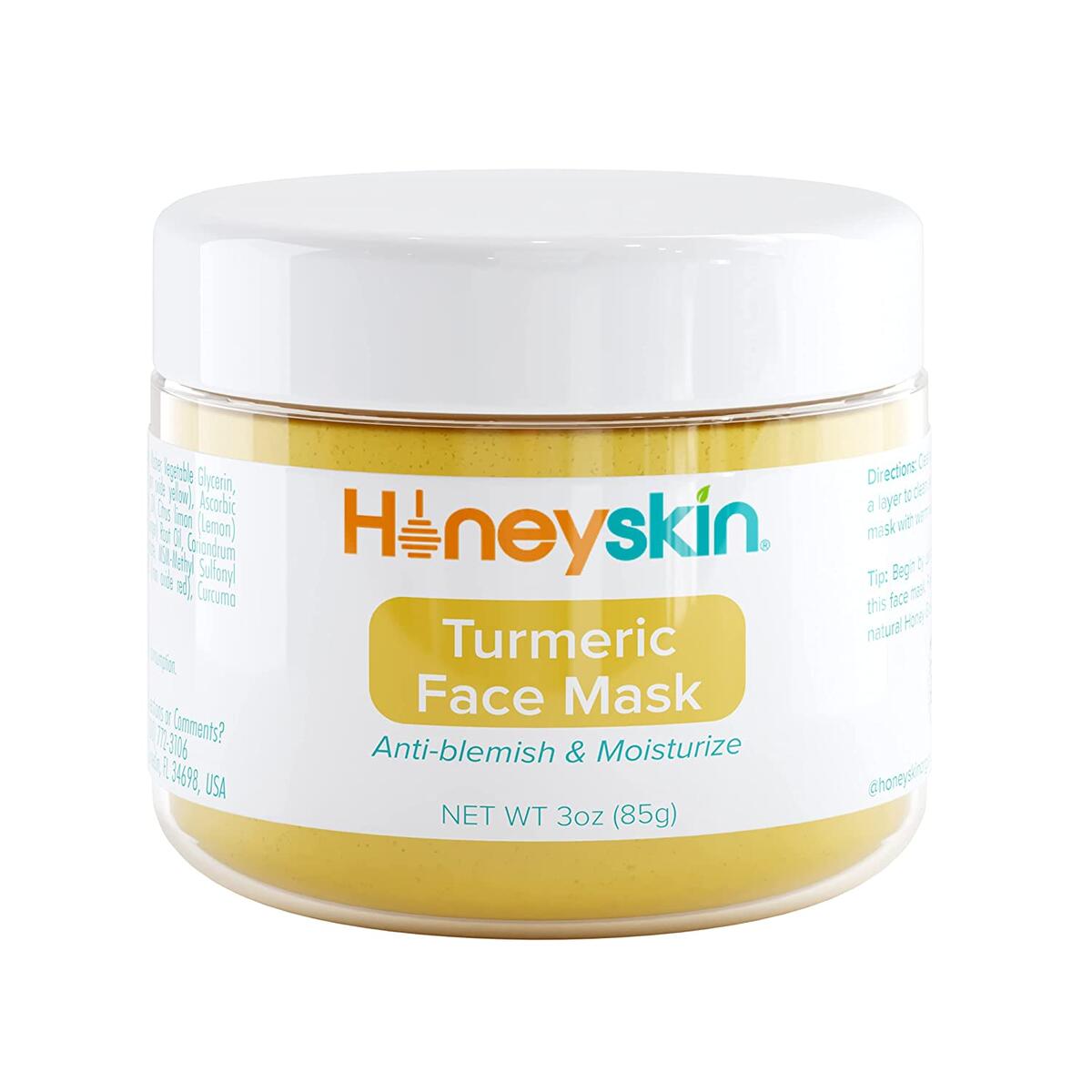 Turmeric Face Mask for Sensitive Skin - Deep Pore Cleansing Mask - Skin Moisturizing Face Mask - Organic Face Mask Skin Care with Manuka Honey, Kaolin Clay and Bentonite Clay Mask (3oz)