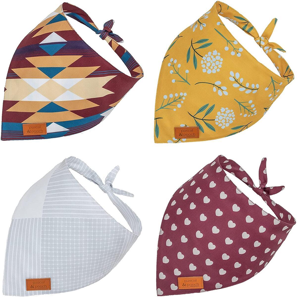 Dog Bandanas 4 Pack - Medium and Large Dogs with Unique Design and Durable Fabric (Sunset Pattern)