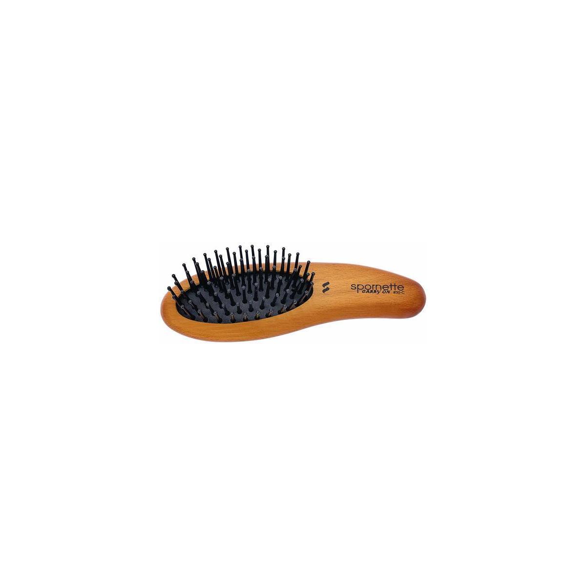 Spornette Carry On Wooden Handle Oval Cushion Mini Hair Travel Brush