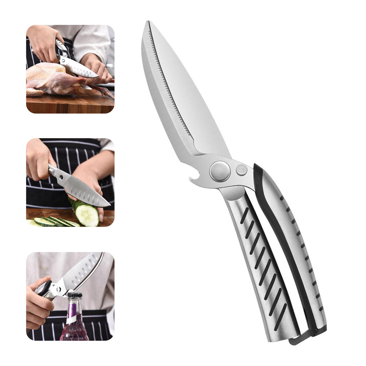 Kitchen Shears,Heavy Duty Poultry Scissors,Stainless Steel,Automatic Rebound,Multipurpose,Detachable,Spring Assistance,Chef Knife,Family Gadget,for Chicken/Meat/Fish/Bone/Herb/Vegetable/Seafood/BBQ