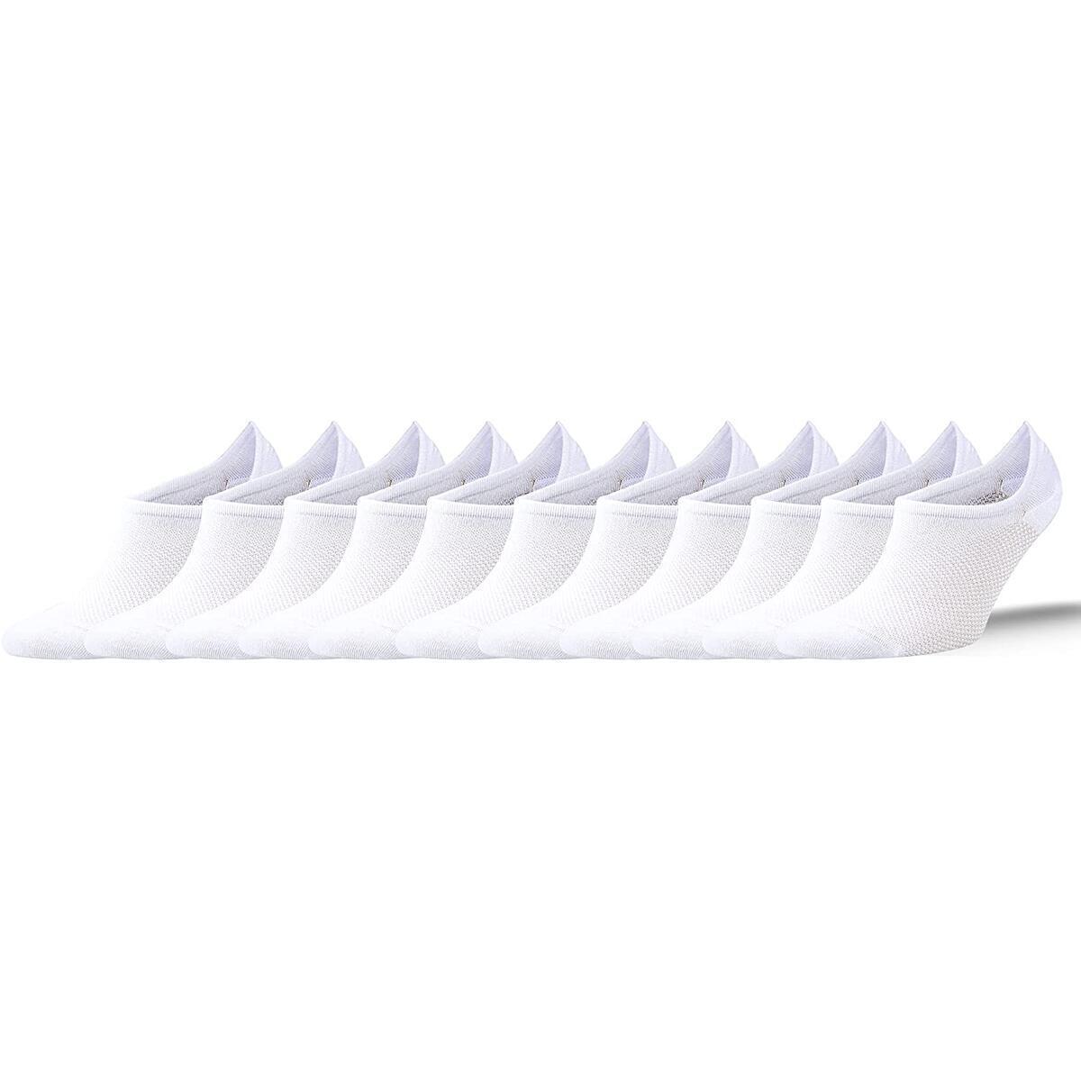NORDSOX No Show Socks for Women/Men 6 pack Low Cut Ankle Casual Invisible Non-Slip Durable Socks 6-10/10-13 - White