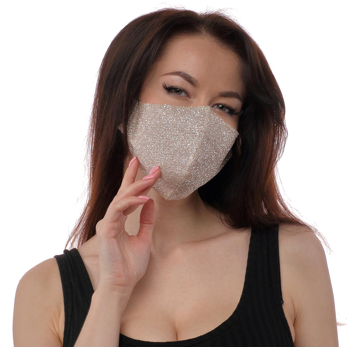 Fashionable Sequin Face Mask For Women Bling Glitter Face Mask Italian Fabric (color: Gold)