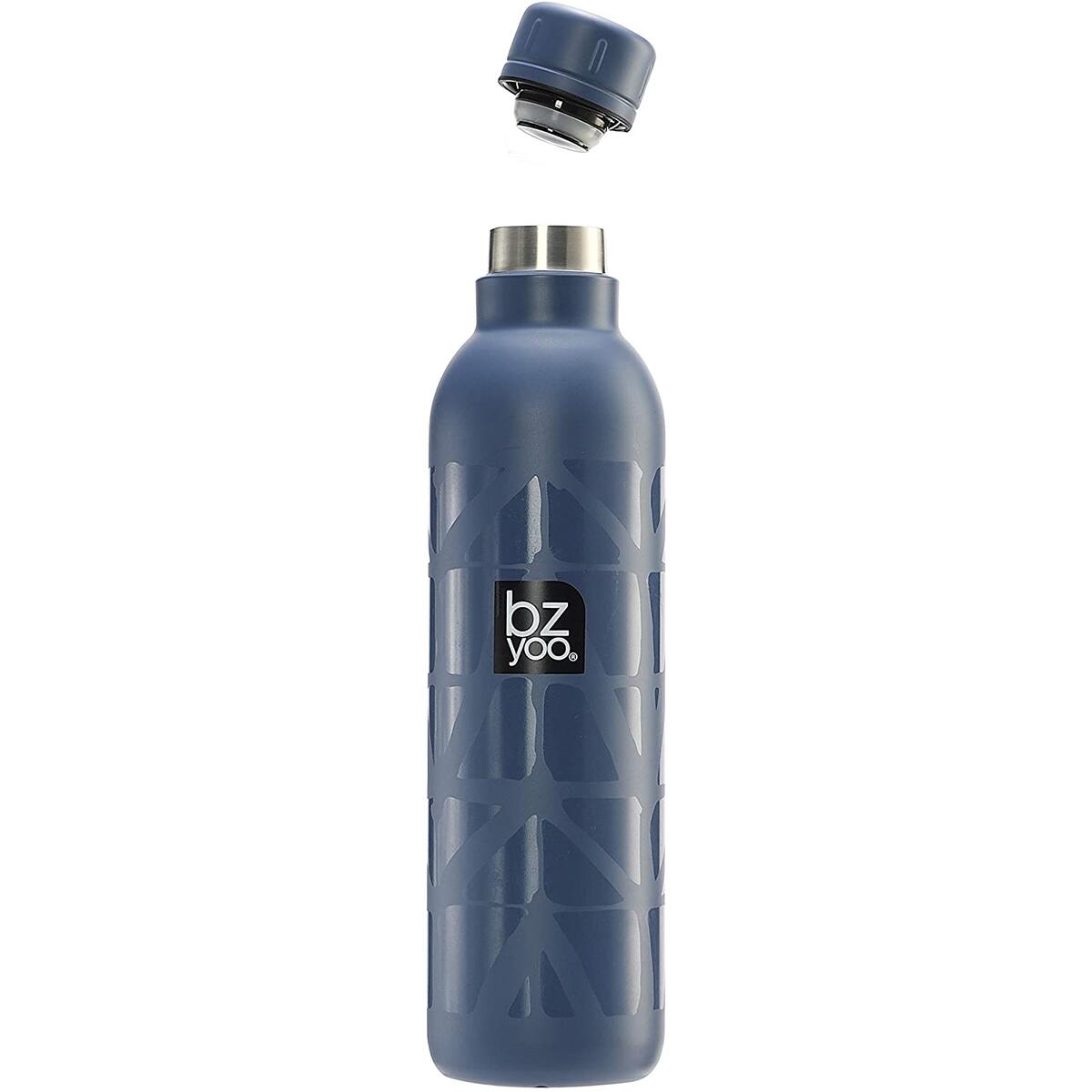 bzyoo H2GO Double Wall Vacuum Insulated Stainless Steel Reusable 17oz  Thermos Travel Water Bottle (Blue)