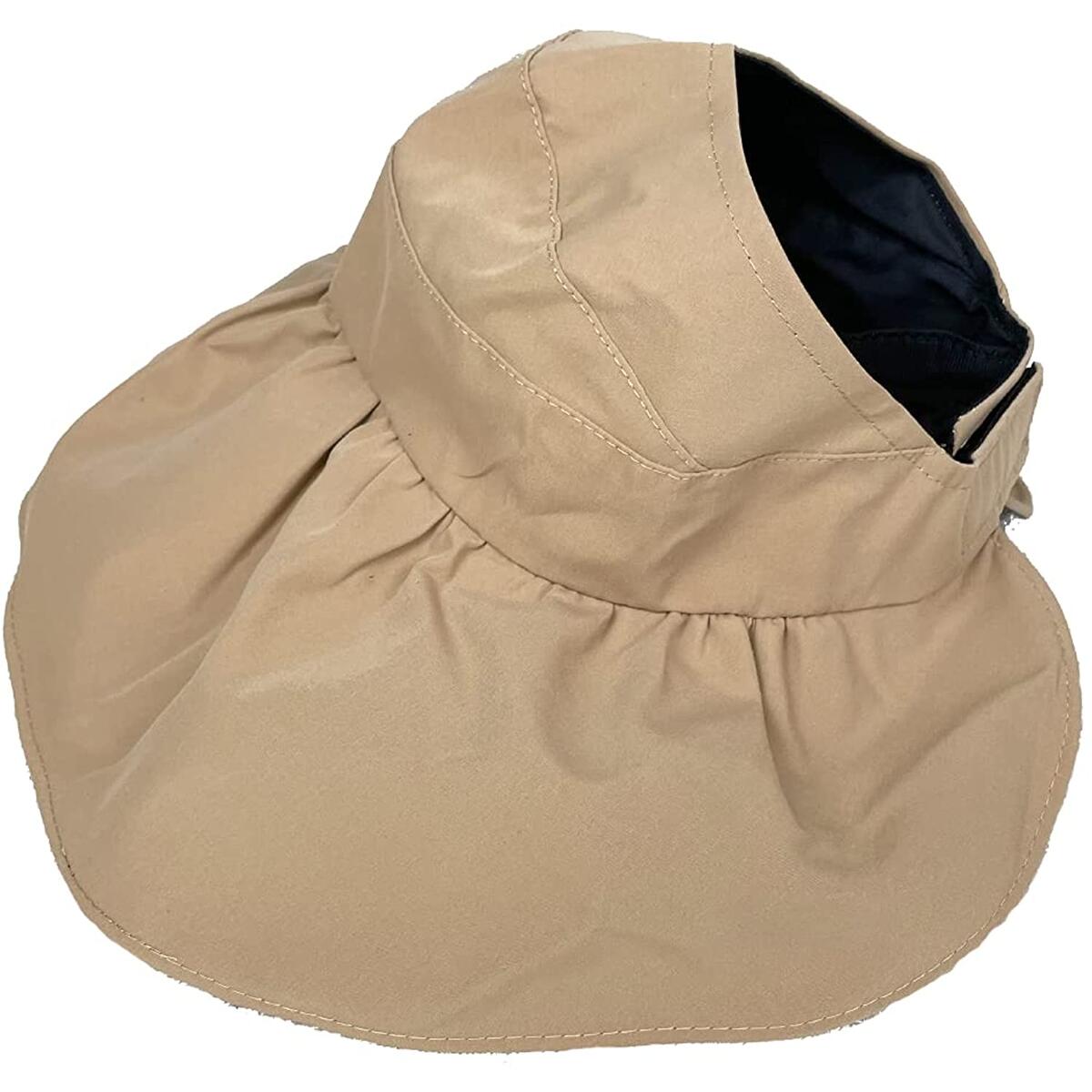 Women Summer Beach Sun Hats UPF Foldable Floppy Travel Packable UV Hat Wide Brim Hat Beige