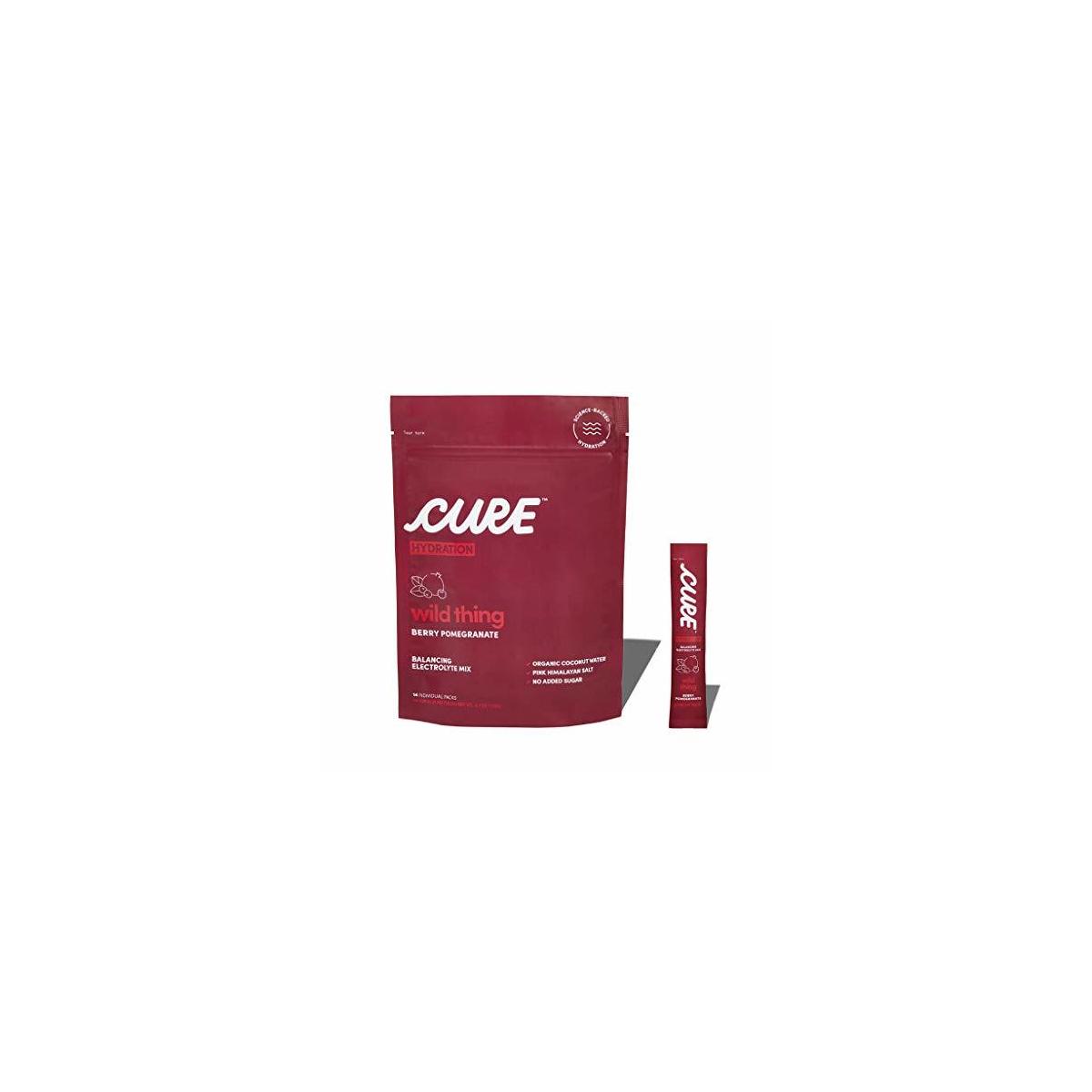 Cure Hydration Mix | Organic Electrolyte Powder | No Added Sugar | Paleo Friendly | Made with Coconut Water | Pack of 14 (Berry Pomegranate)