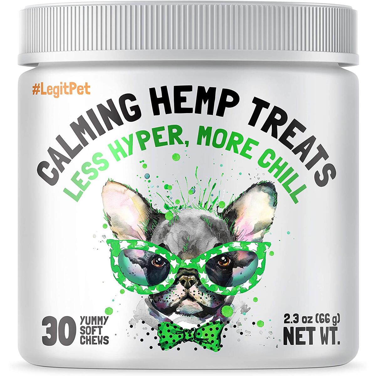 Calming Hemp Treats for Dogs - Made in USA with Organic Hemp - Natural Separation Aid - Helps with Barking, Chewing, Thunder, Fireworks, Aggressive Behavior -30 Soft Chews