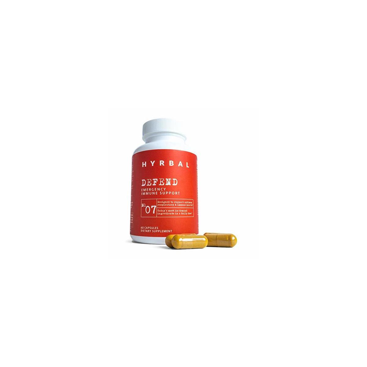 HYRBAL Defend Immune Support - New for 2020! Premium Daily Emergency C Immune Support with Zinc - Best Immune Defense All-Natural Immunity Booster with Elderberries, L-Glutamine, Echinacea, Turmeric, Vitamin C and E
