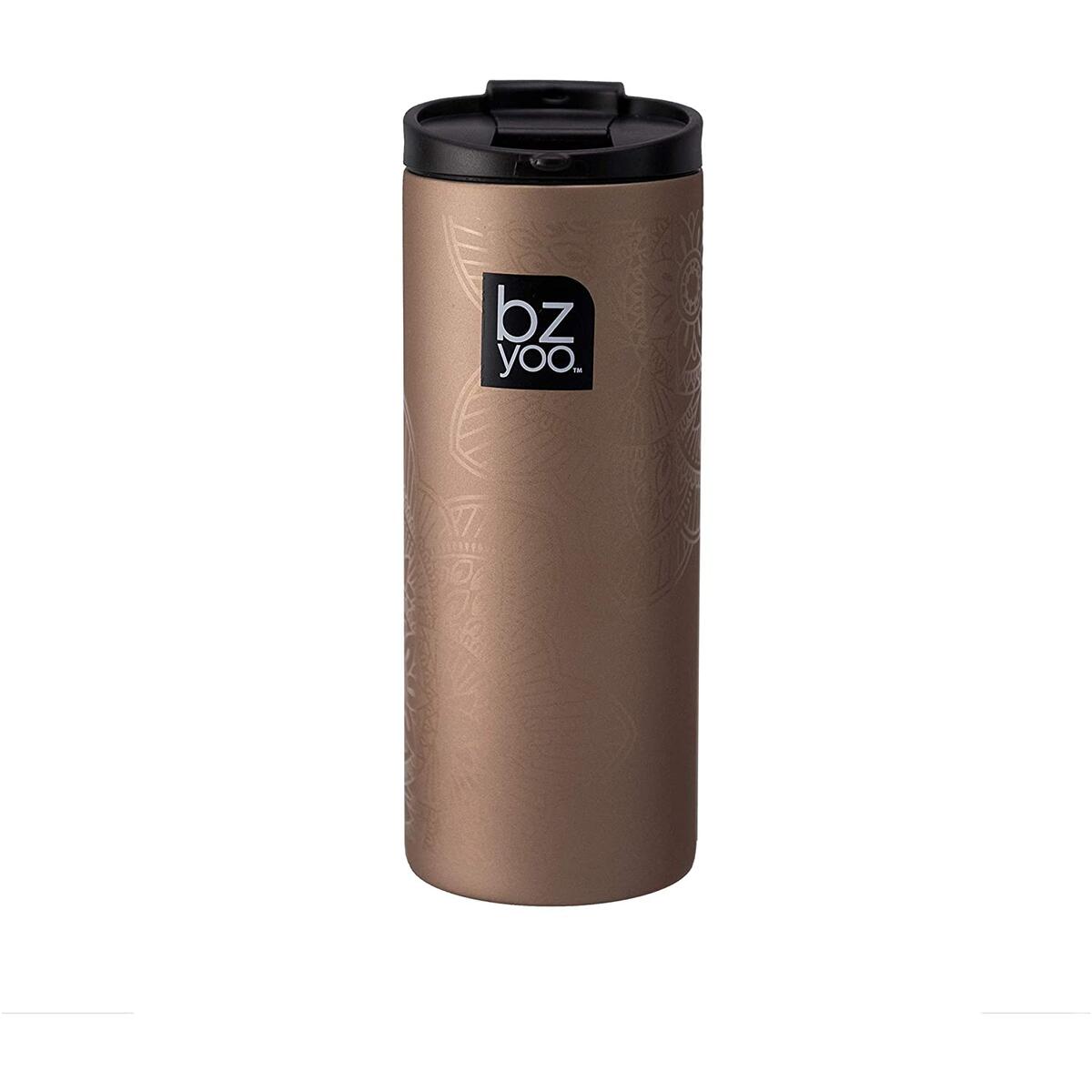 bzyoo Brew 18/8 Stainless 12oz Coffee Mug Thermal Bottle with Leak Proof Design (Gold)